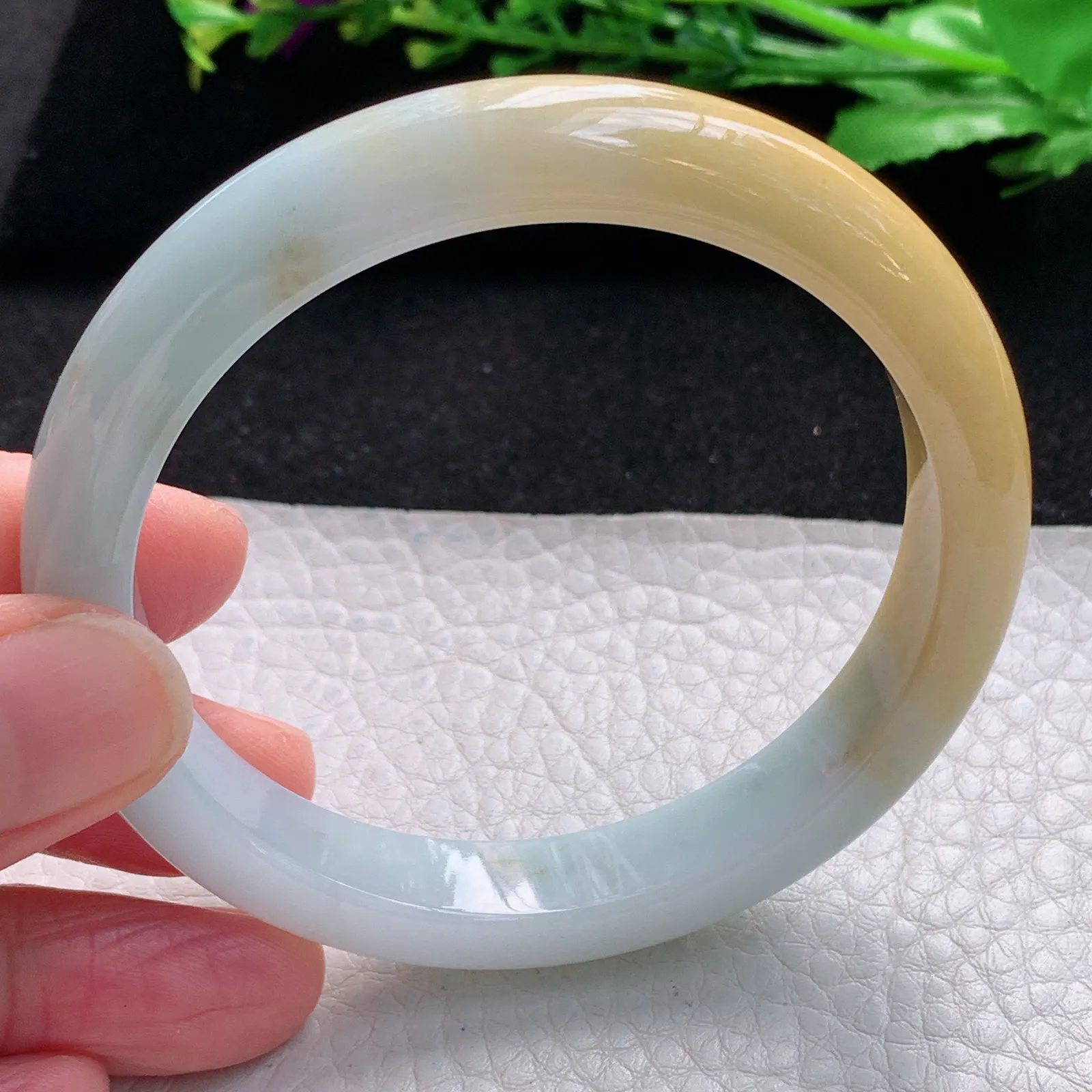 h自然光57*10.5*7.7招财镯 缅甸翡翠a货玉手镯半山水宽边珠宝玉手环