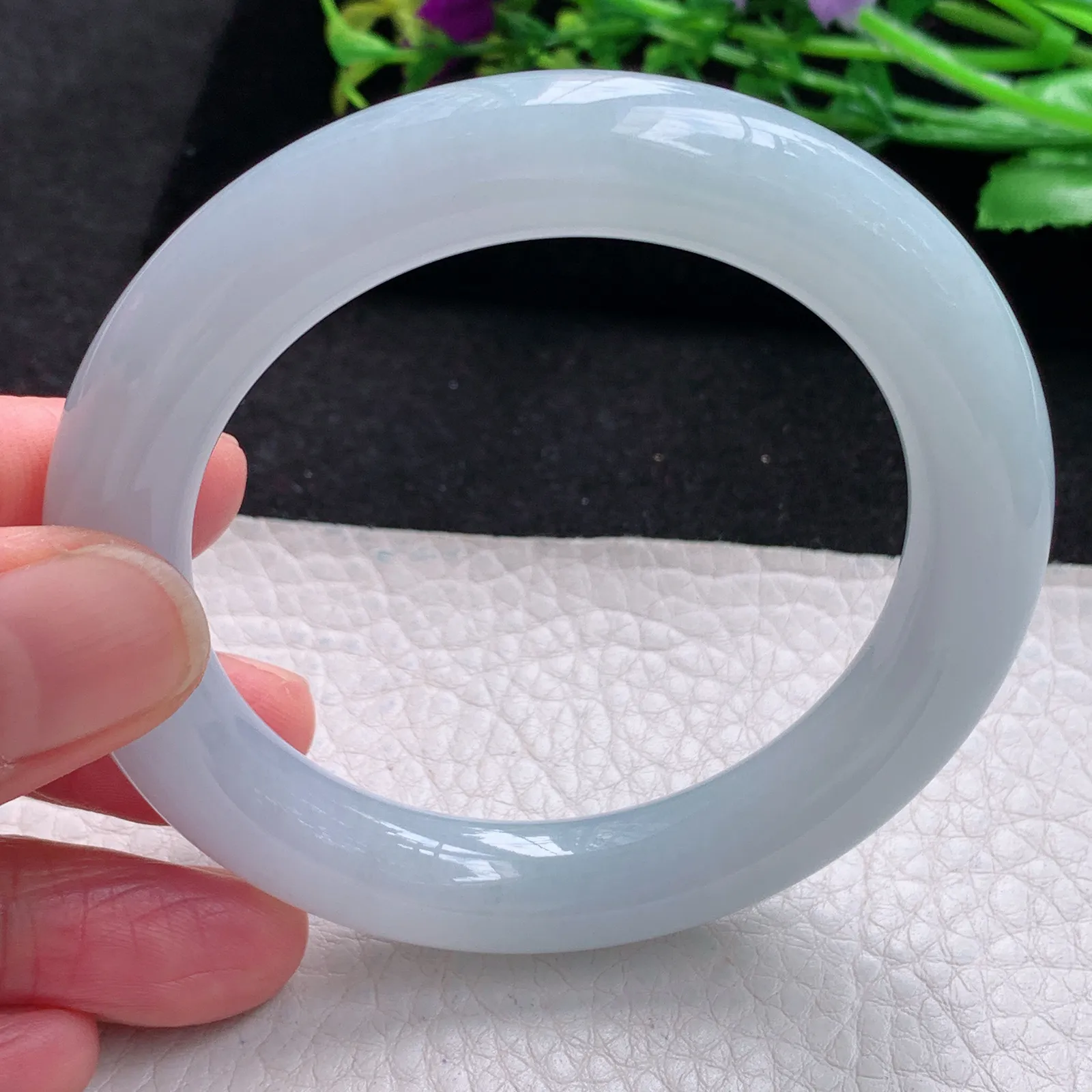 xc自然光53.5*10.8*10.6美人镯 缅甸翡翠a货玉手镯白月光圆条珠宝玉手环