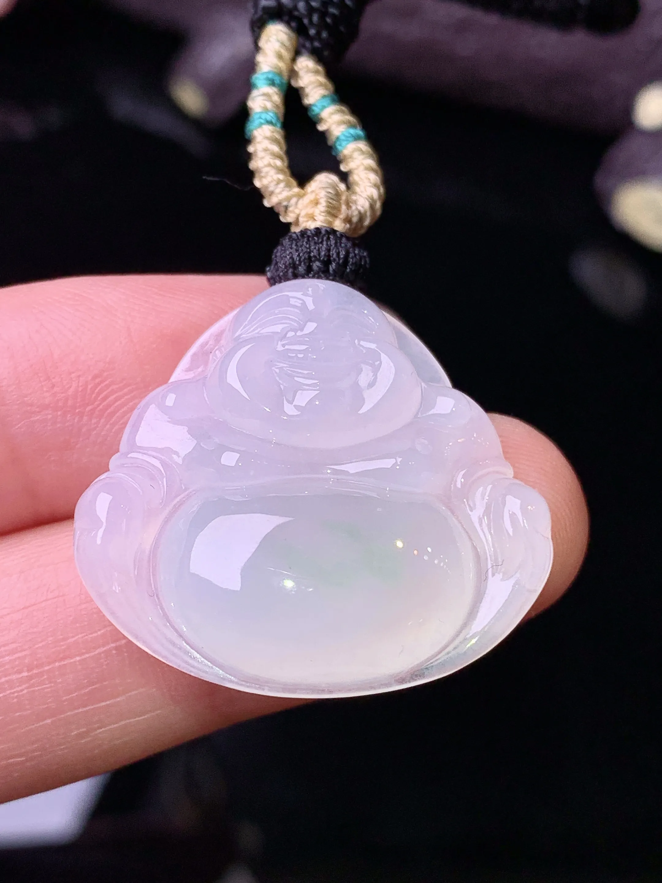 冰种佛公吊坠 玉质细腻 色泽清新艳丽 整体尺寸24.3*26.2*6