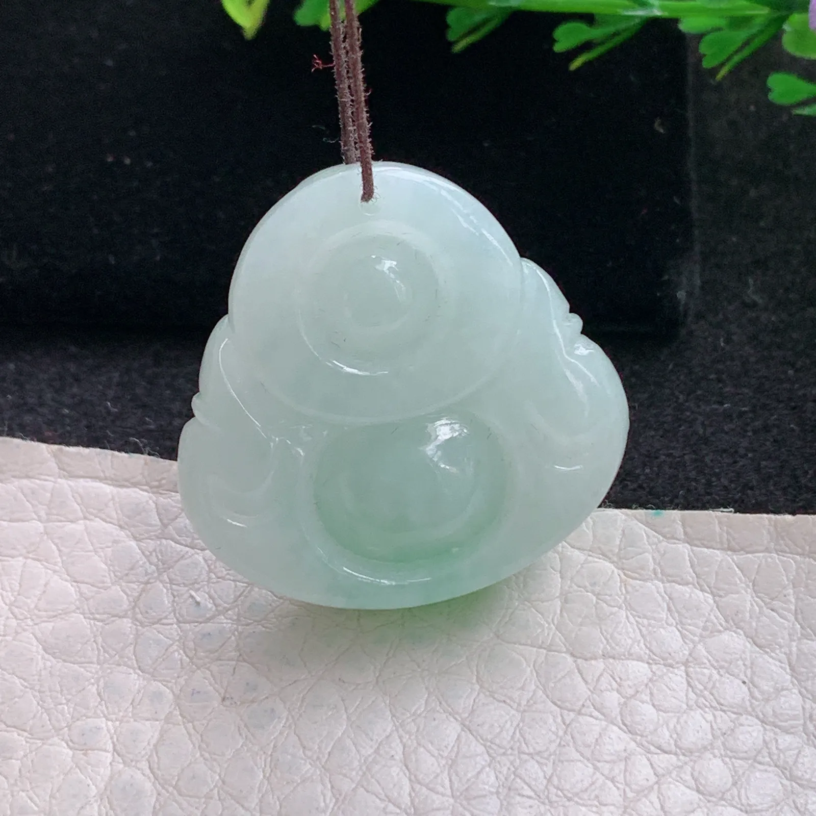 zen自然光30*30*11.8天然缅甸翡翠飘阳绿佛公 弥勒佛玉吊坠 玉挂件