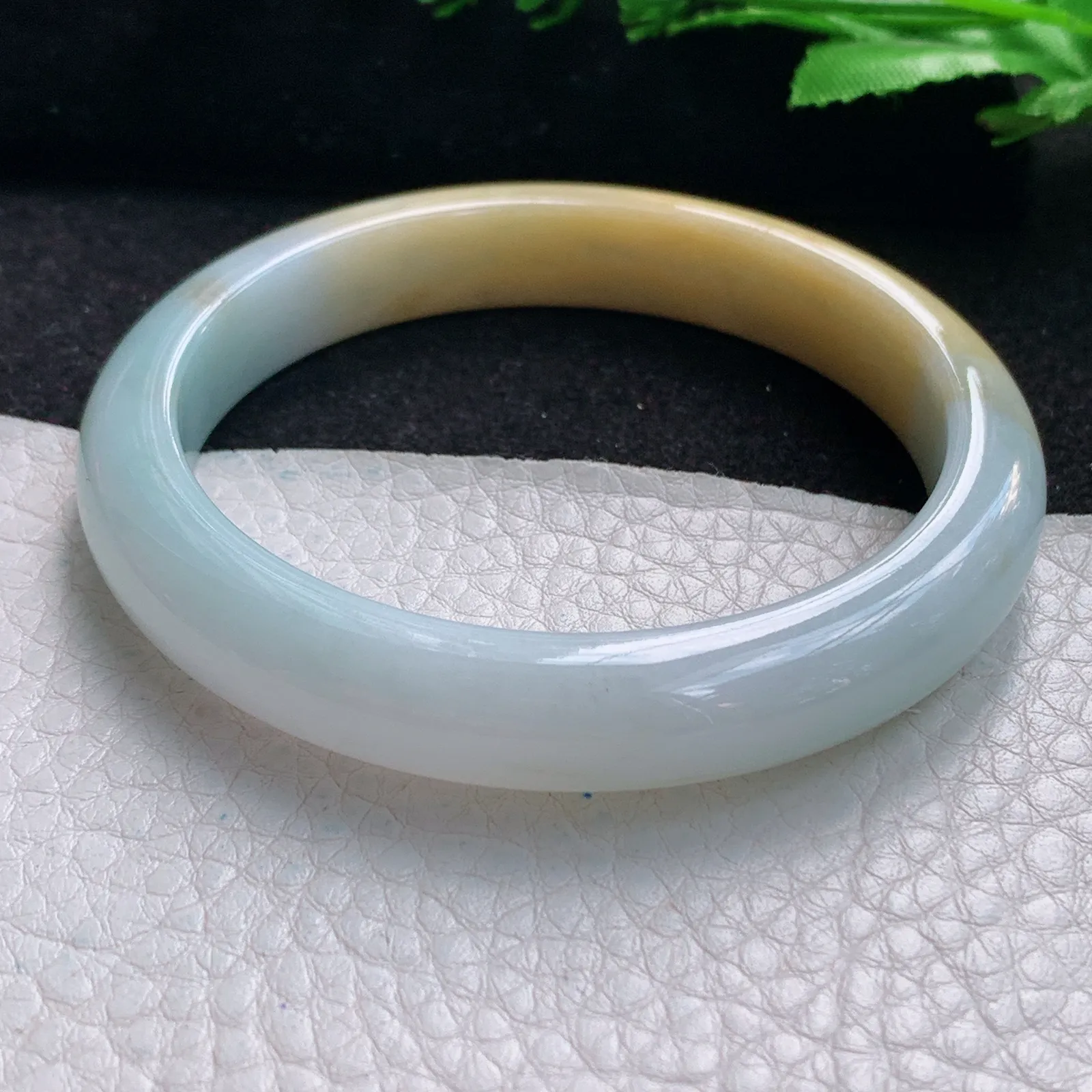 h自然光57*10.5*7.7招财镯 缅甸翡翠a货玉手镯半山水宽边珠宝玉手环