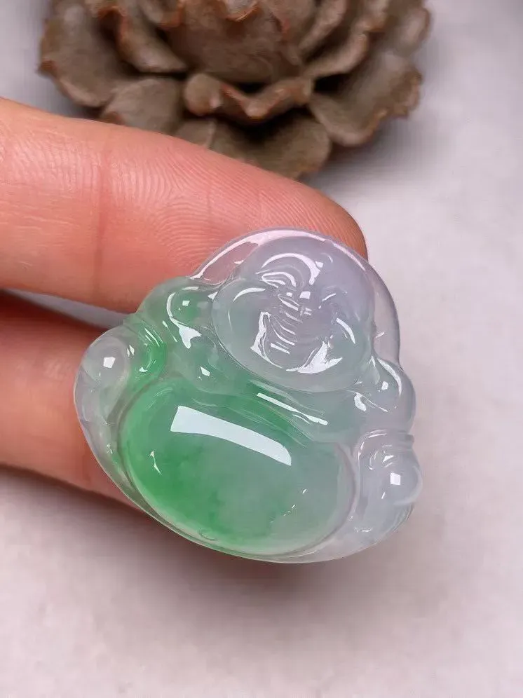 冰种飘绿【佛公】吊坠，种水好，玉质细腻 ，卖相好‘.