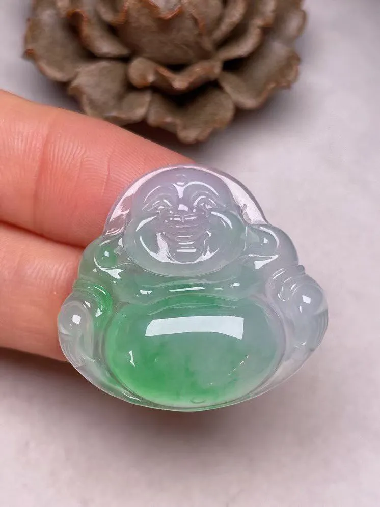 冰种飘绿【佛公】吊坠，种水好，玉质细腻 ，卖相好‘.