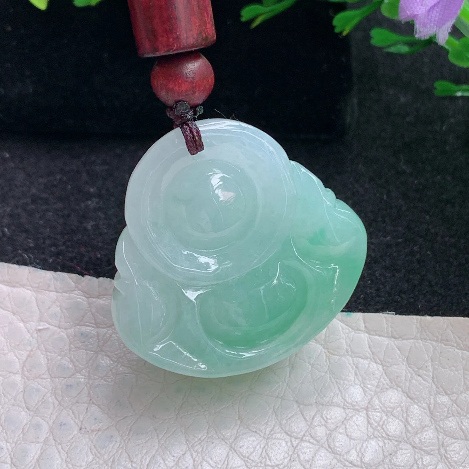 zen自然光27.5*28.5*12.6天然缅甸翡翠清爽佛公 弥勒佛玉吊坠 玉挂件