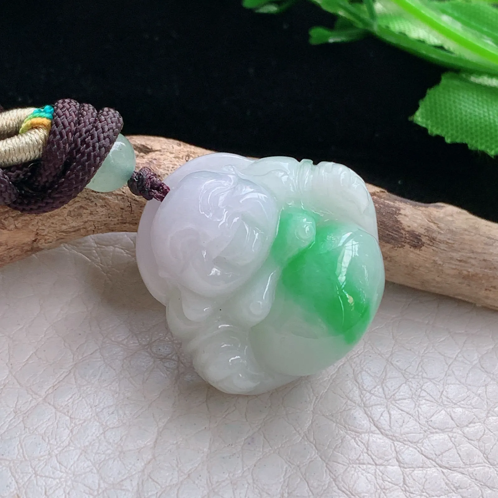 zen自然光26.5*27*12.3天然缅甸翡翠辣绿佛公 弥勒佛玉吊坠 玉挂件