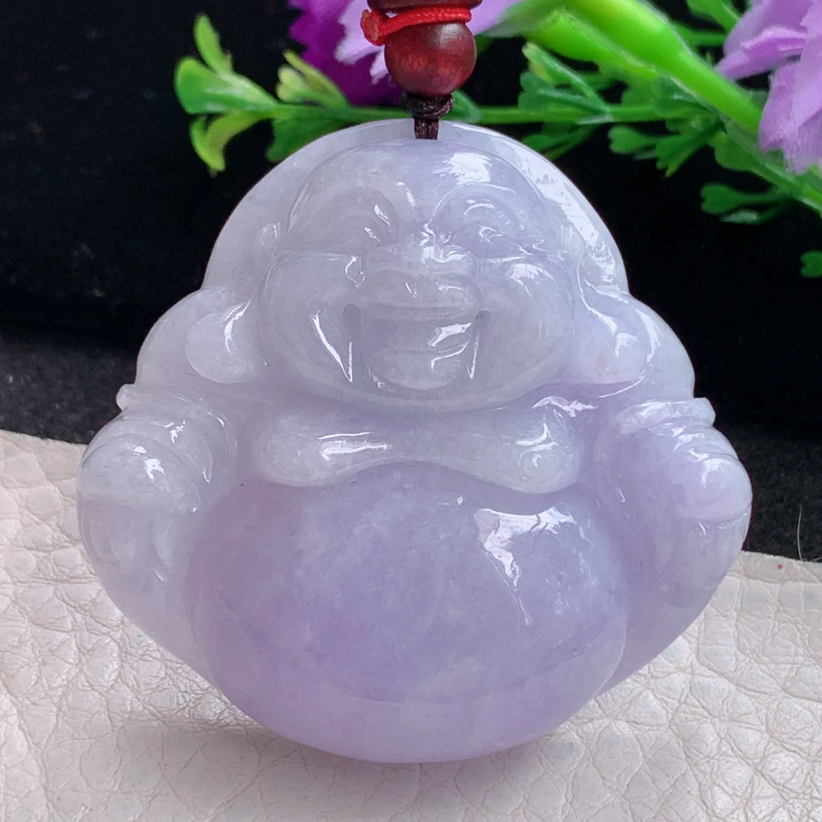 zen自然光44.3*46.5*12.6天然缅甸翡翠紫罗兰佛公 弥勒佛玉吊坠 玉挂件