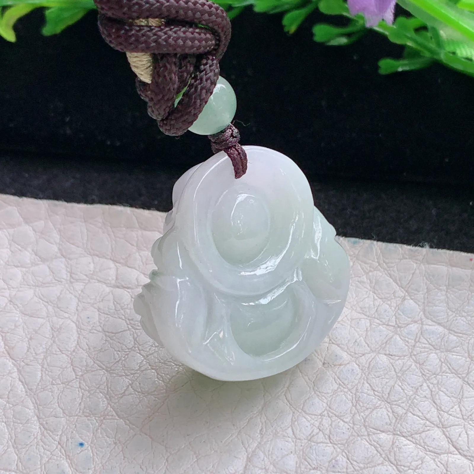 zen自然光26.5*27*12.3天然缅甸翡翠辣绿佛公 弥勒佛玉吊坠 玉挂件