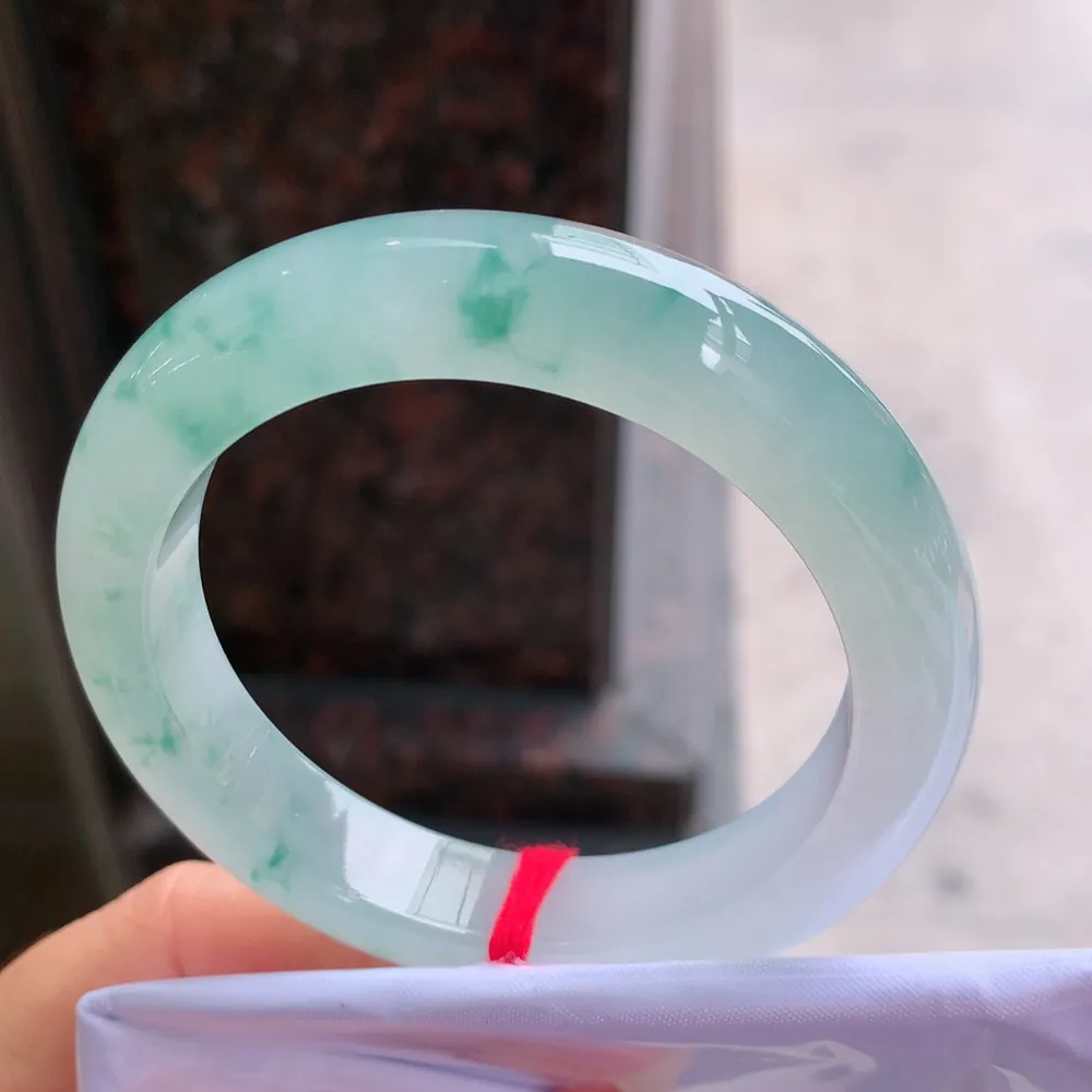 正圈高冰蓝花 无瑕 尺寸:55.6/12.3/8.5 花美 种水好