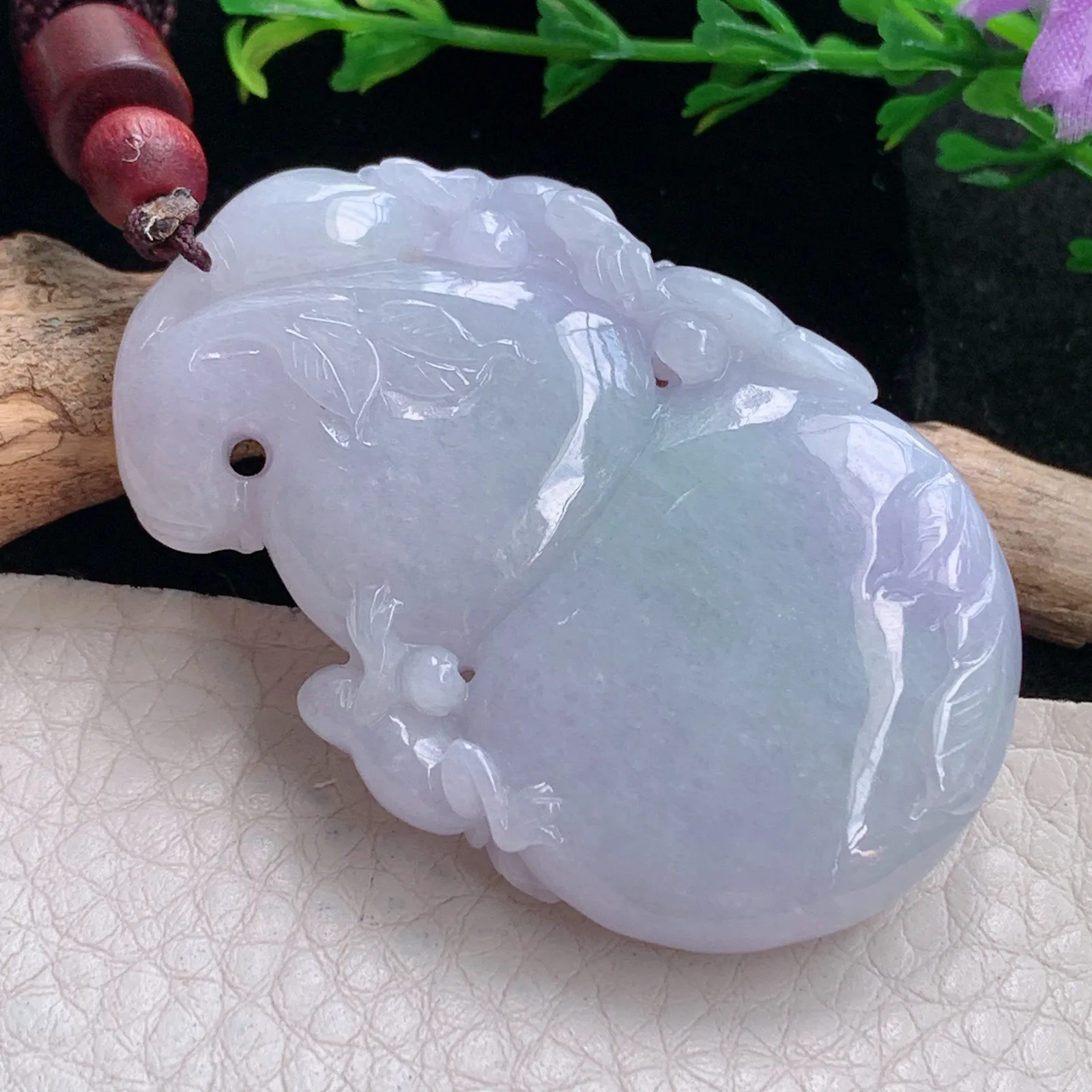 zen自然光51.5*33.5*9.2天然缅甸翡翠紫罗兰大葫芦玉吊坠 玉挂件