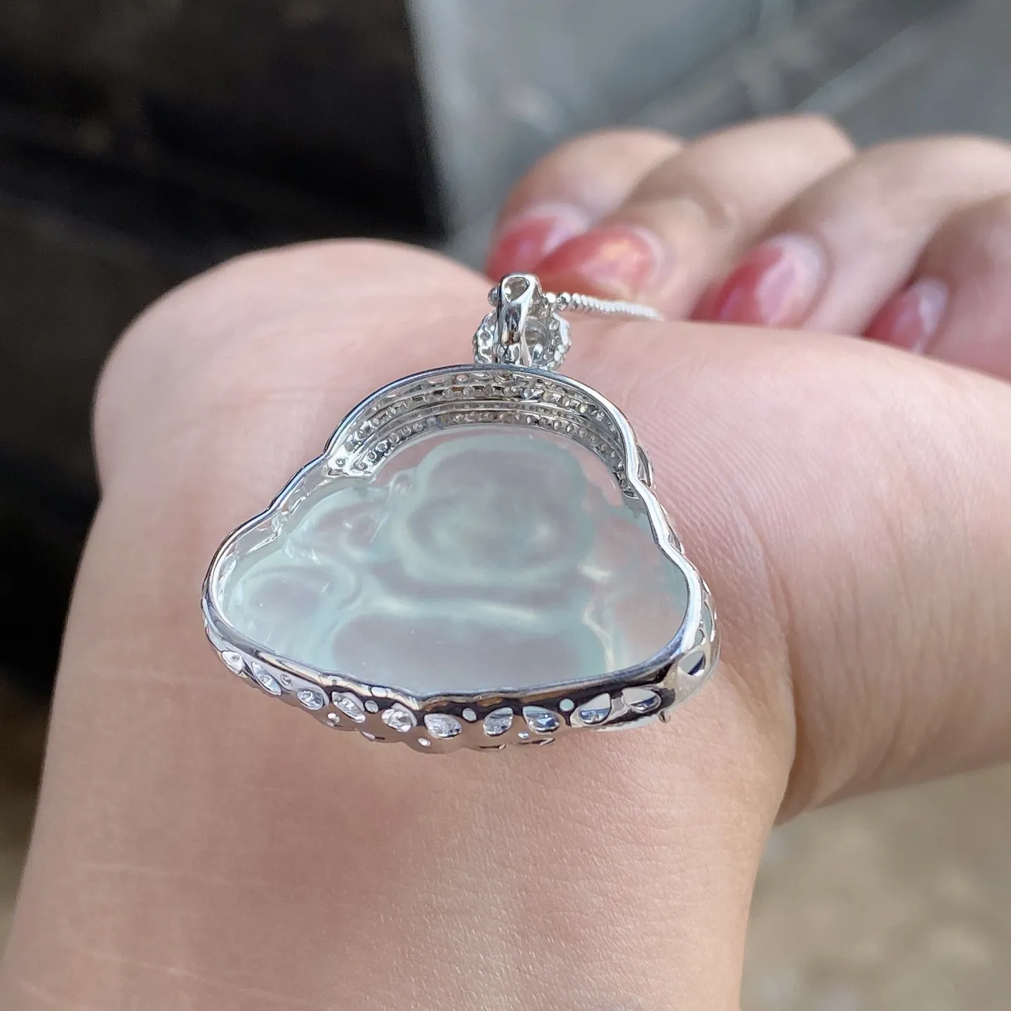 冰种佛公吊坠 尺寸32.6-30.4-10.1毫米