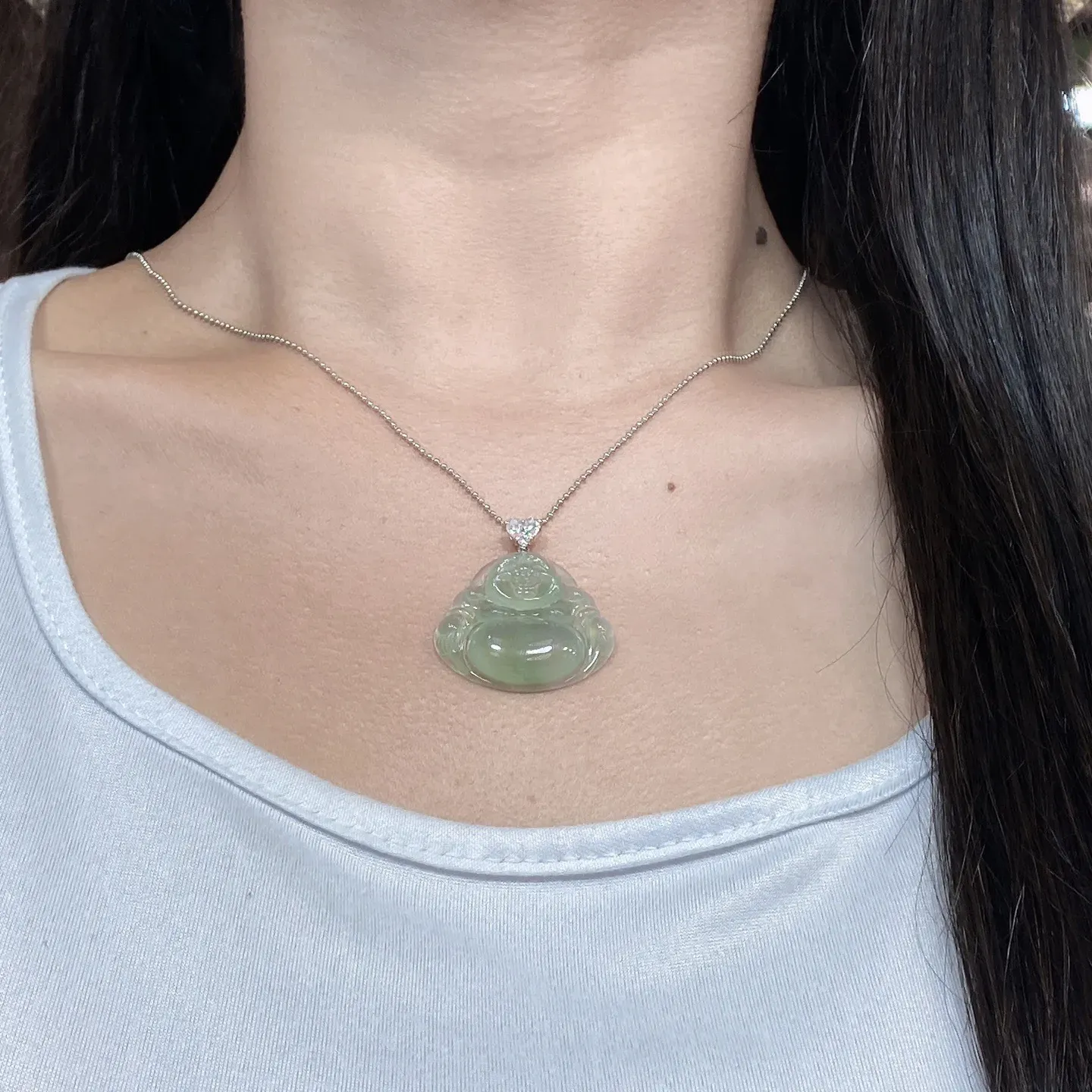 冰种晴底佛公吊坠 尺寸33.1-30.8-5.6毫米