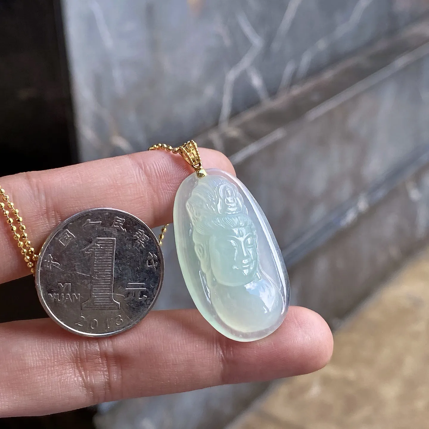 冰晴观音吊坠 尺寸40.6-20.7-8毫米