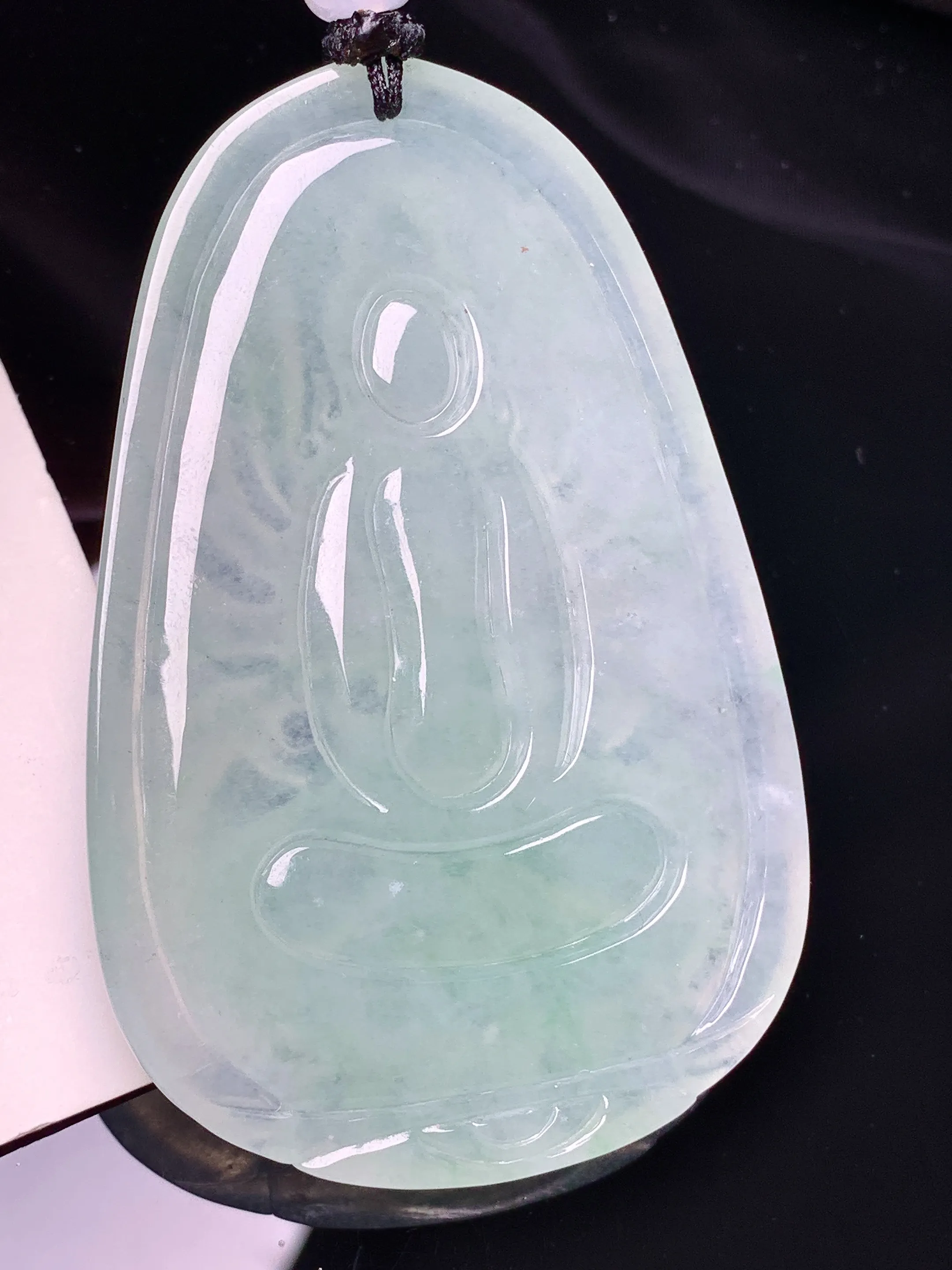 冰种千手观音菩萨吊坠 玉质细腻 色泽清新艳丽 整体尺寸66.5*44*6.3