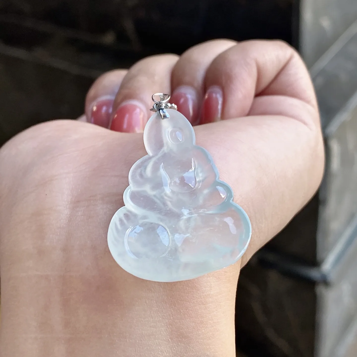 冰种文殊菩萨吊坠 尺寸45-27.4-5.4毫米