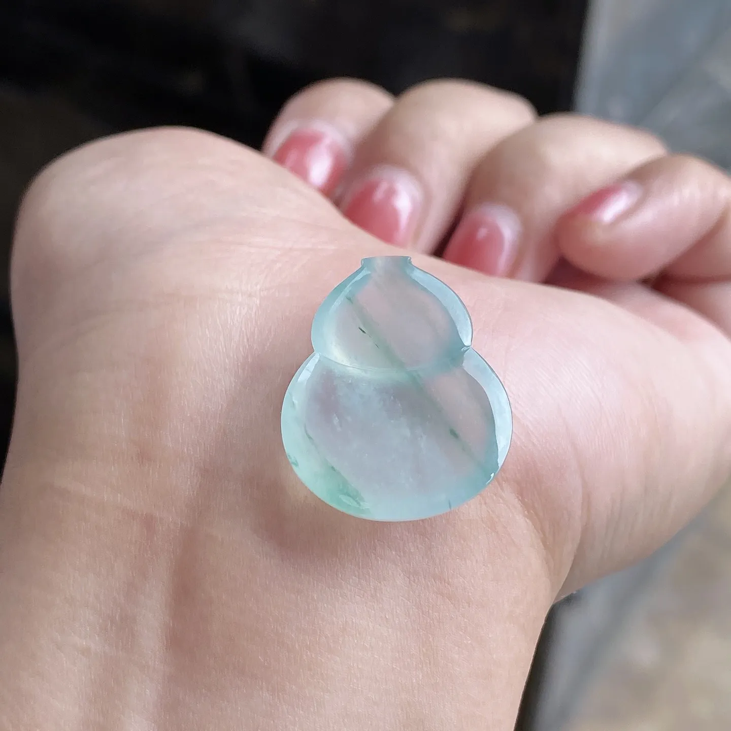 老坑冰种飘花葫芦吊坠 尺寸25.2-19.5-5.9毫米