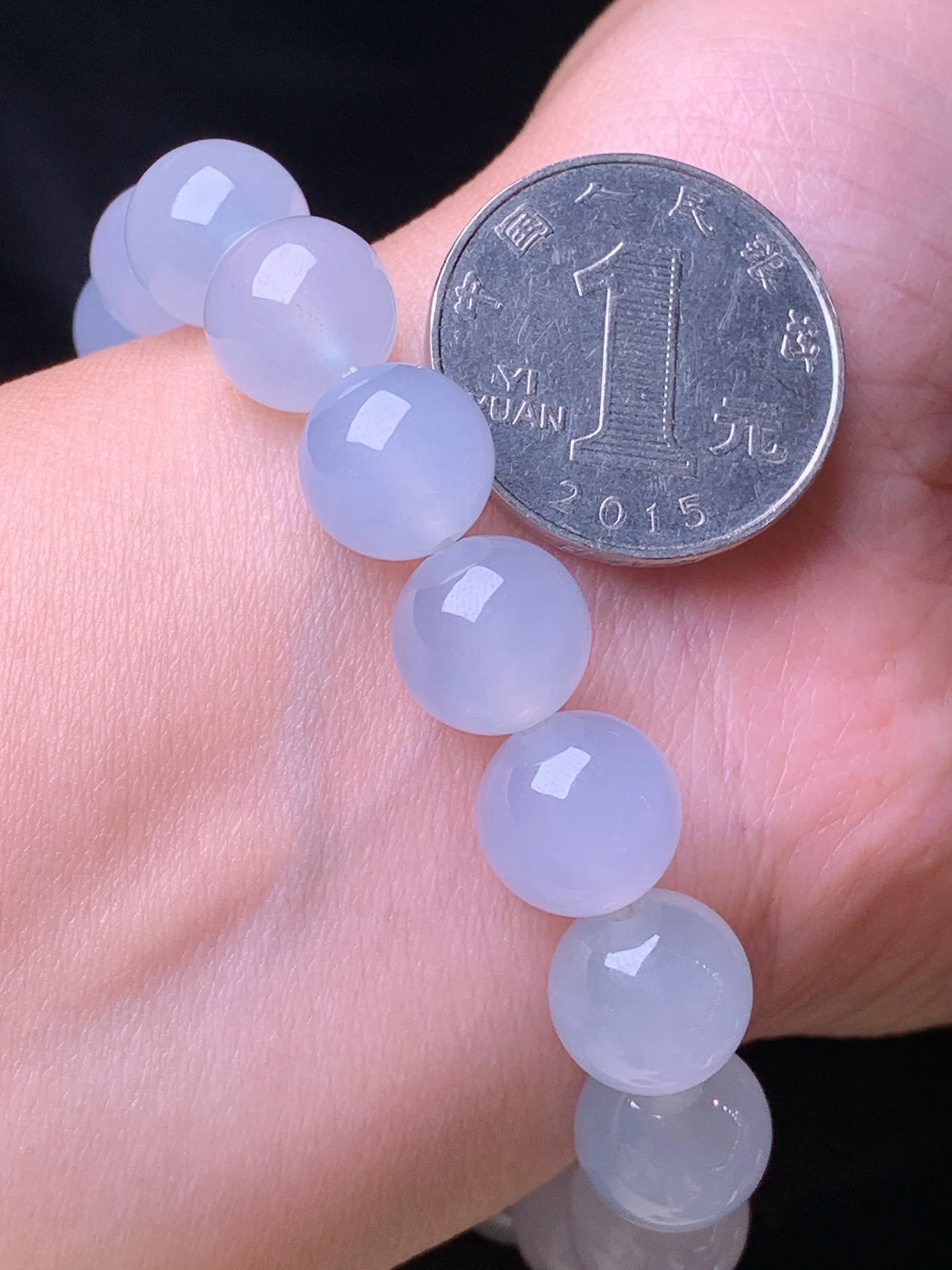 冰种圆珠手链 玉质细腻 色泽清新艳丽 整体尺寸11