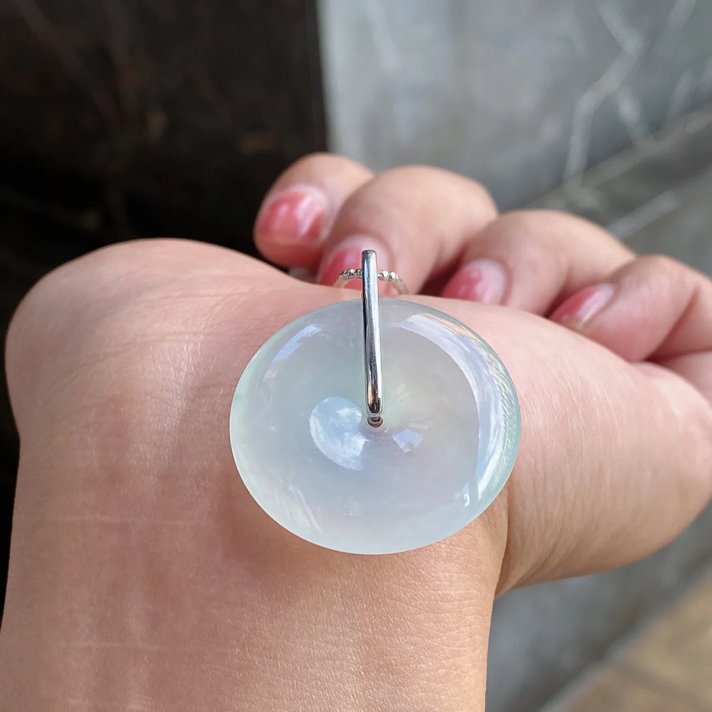 冰润平安扣吊坠 尺寸35.8-29-5.5毫米