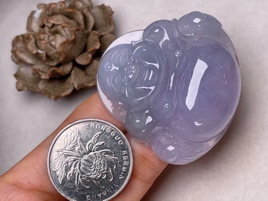 冰糯种紫罗兰【佛公】吊坠，种水好，玉质细腻 ，卖相好‘