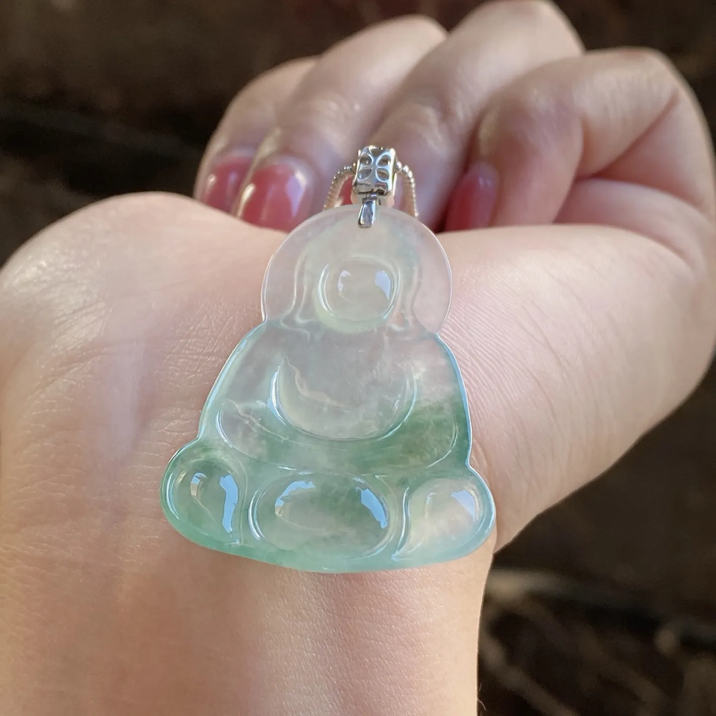 冰种飘花观音吊坠 尺寸44.9-29-5毫米