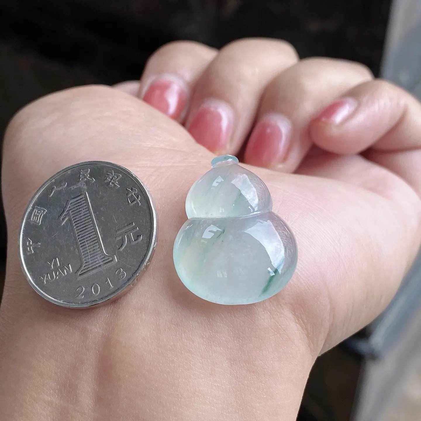 老坑冰种飘花葫芦吊坠 尺寸25.2-19.5-5.9毫米