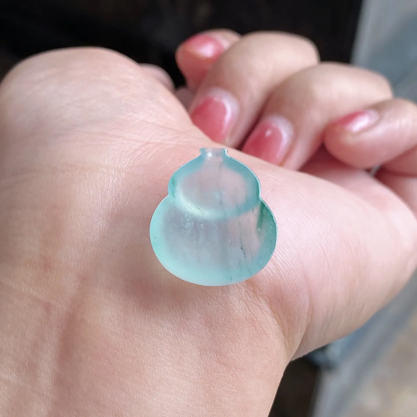 老坑冰胶飘花葫芦吊坠 尺寸21.5-17.8-6.1毫米