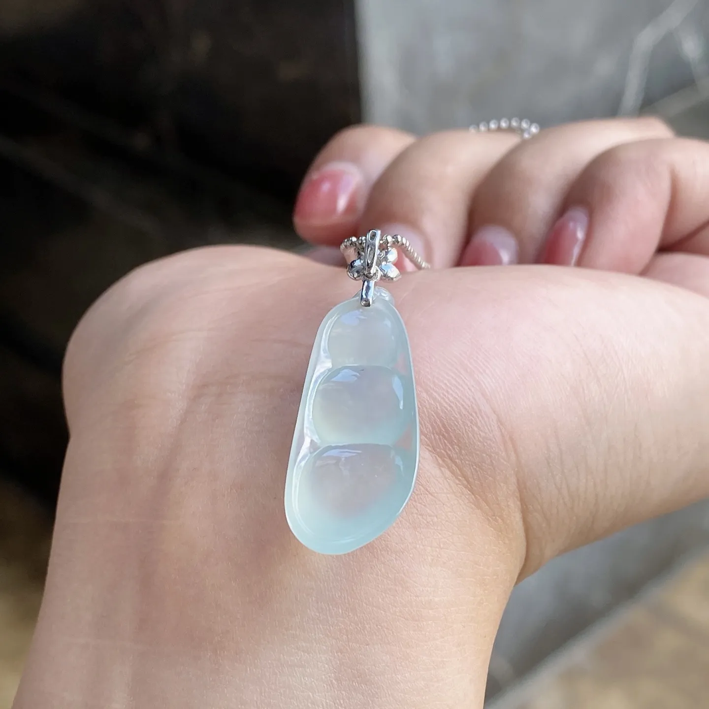 冰种福豆吊坠 尺寸36.2-10.9-5.1毫米