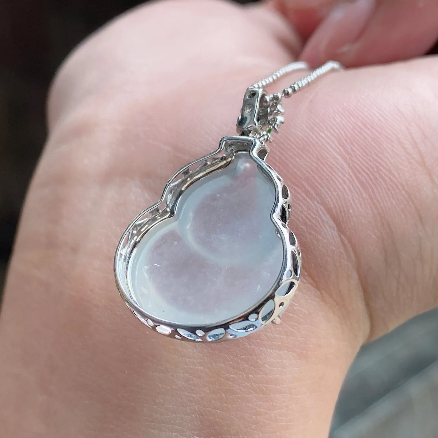 冰种雪花棉葫芦吊坠 尺寸30.3-20.6-10.1毫米