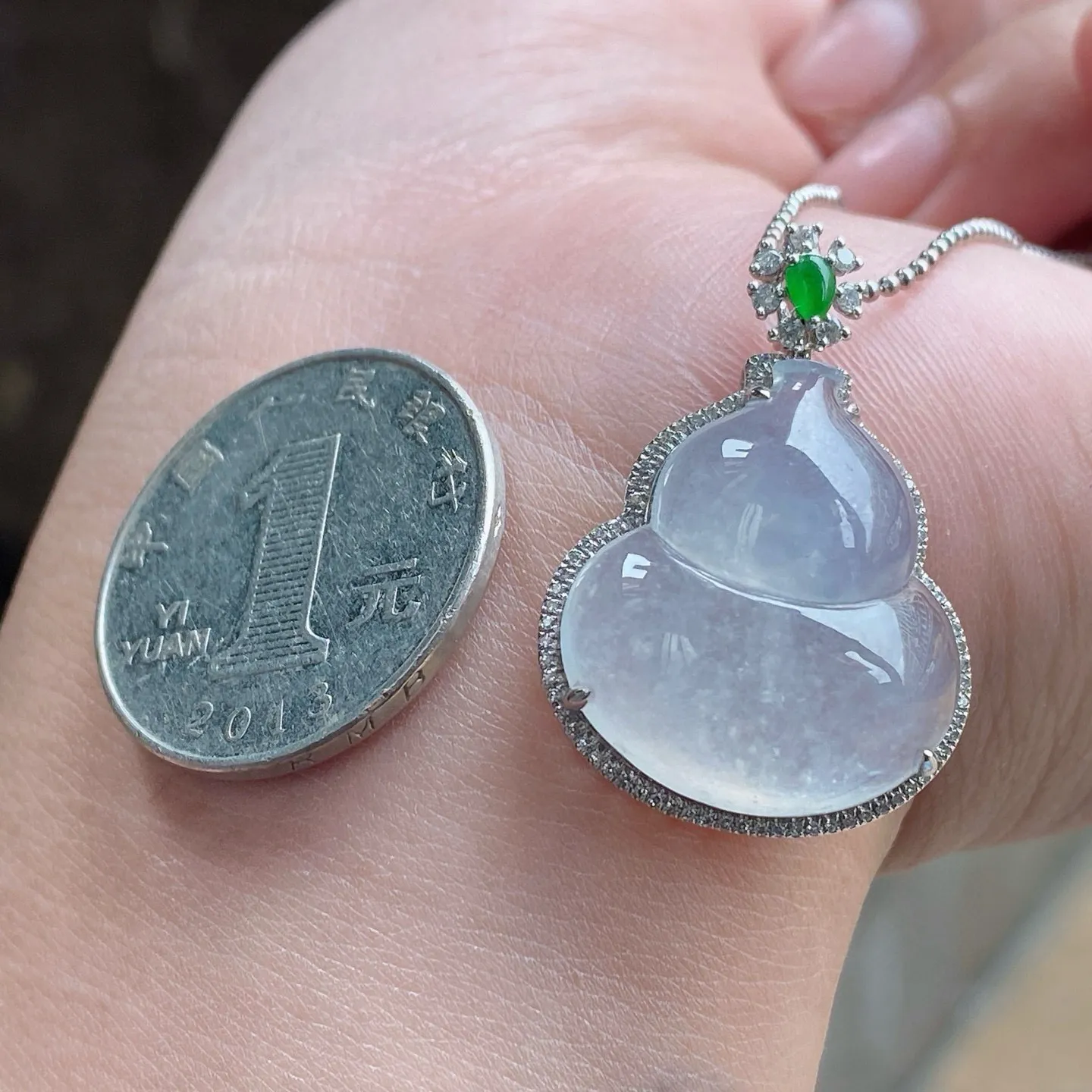 冰种雪花棉葫芦吊坠 尺寸30.3-20.6-10.1毫米