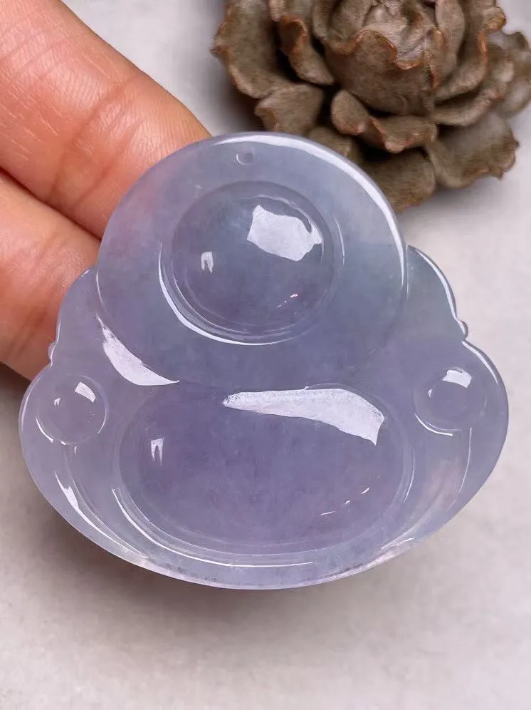 冰糯种紫罗兰【佛公】吊坠，种水好，玉质细腻 ，卖相好‘