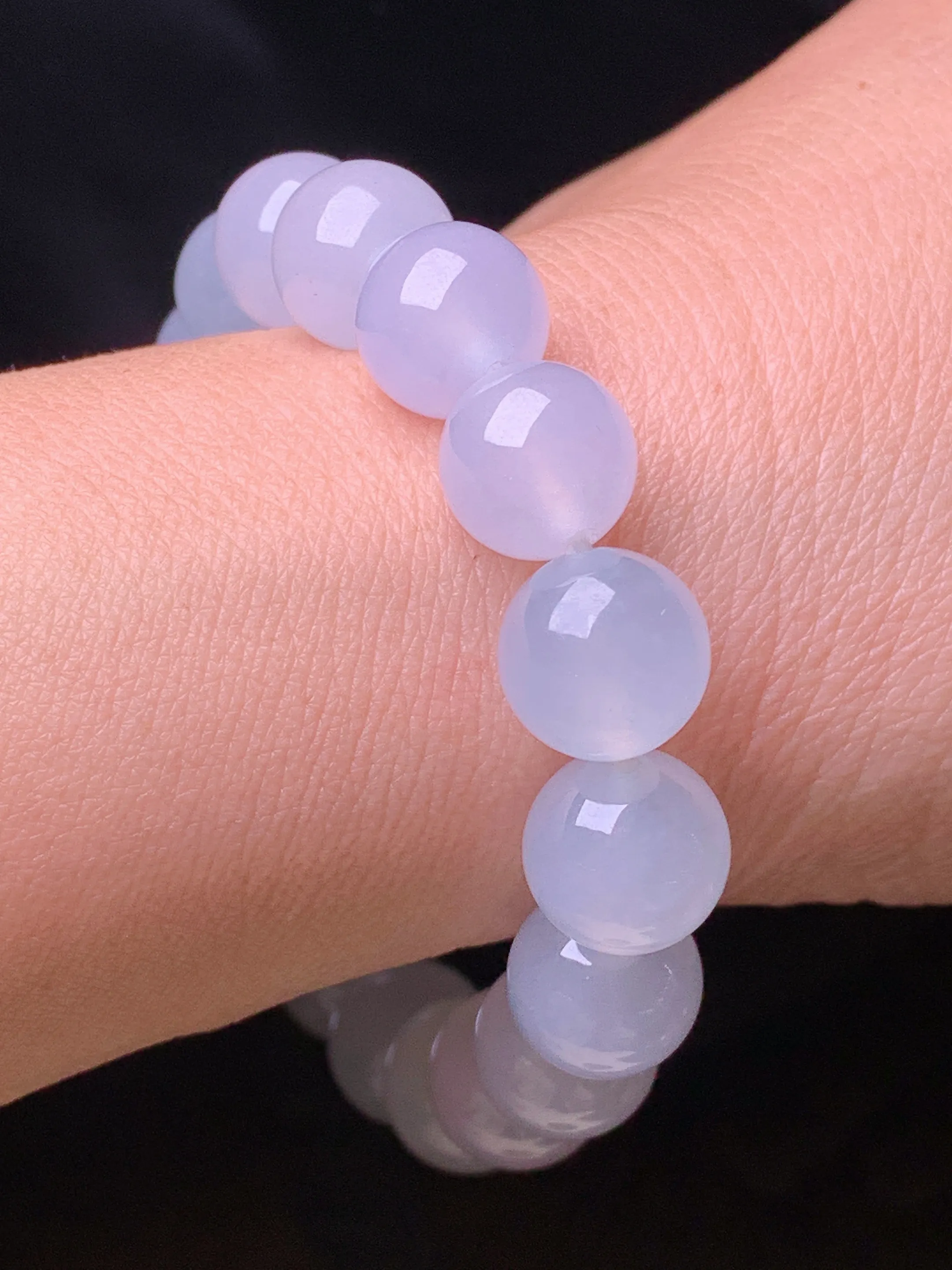 冰种圆珠手链 玉质细腻 色泽清新艳丽 整体尺寸11