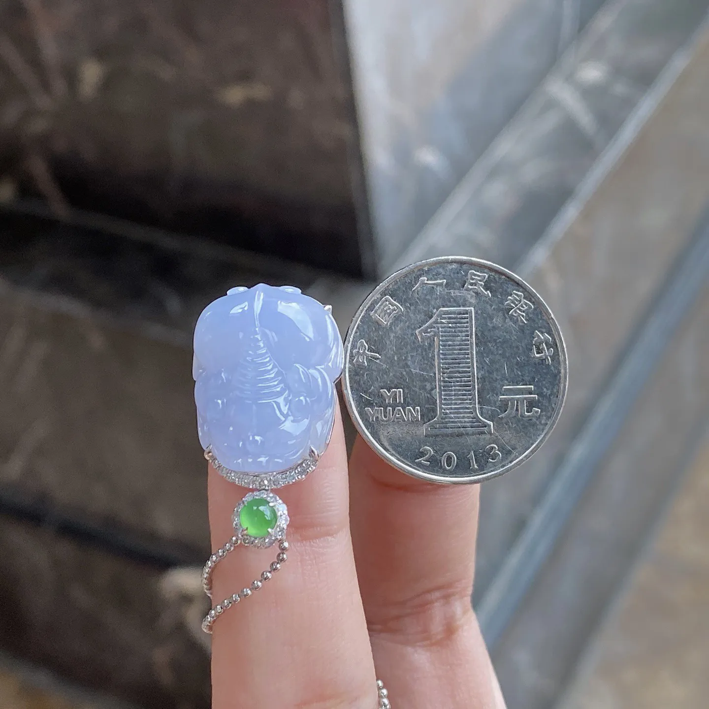 冰润紫罗兰貔貅吊坠 尺寸27.1-15.6-10.8毫米