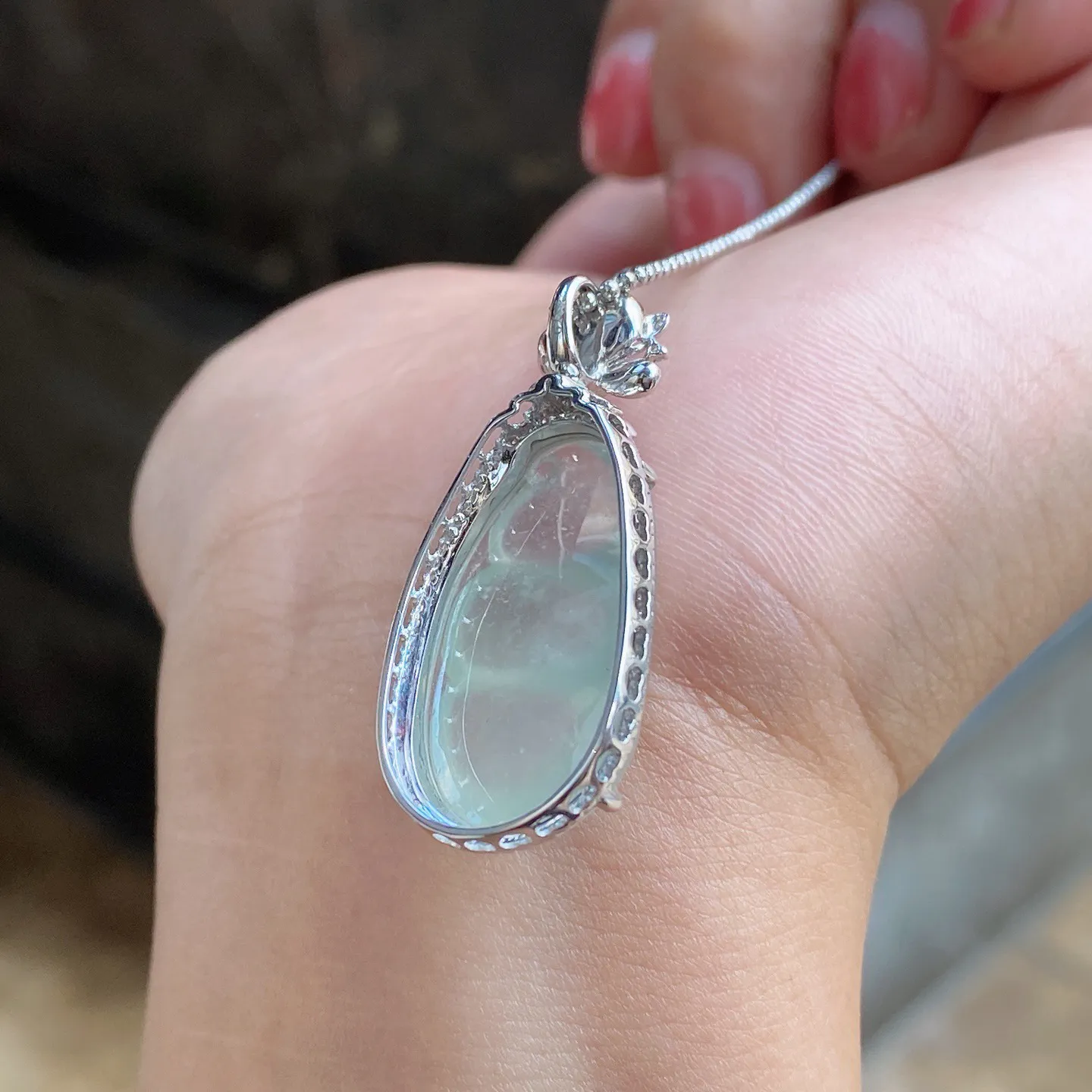 冰种福豆吊坠 尺寸34.2-16.5-8.8毫米