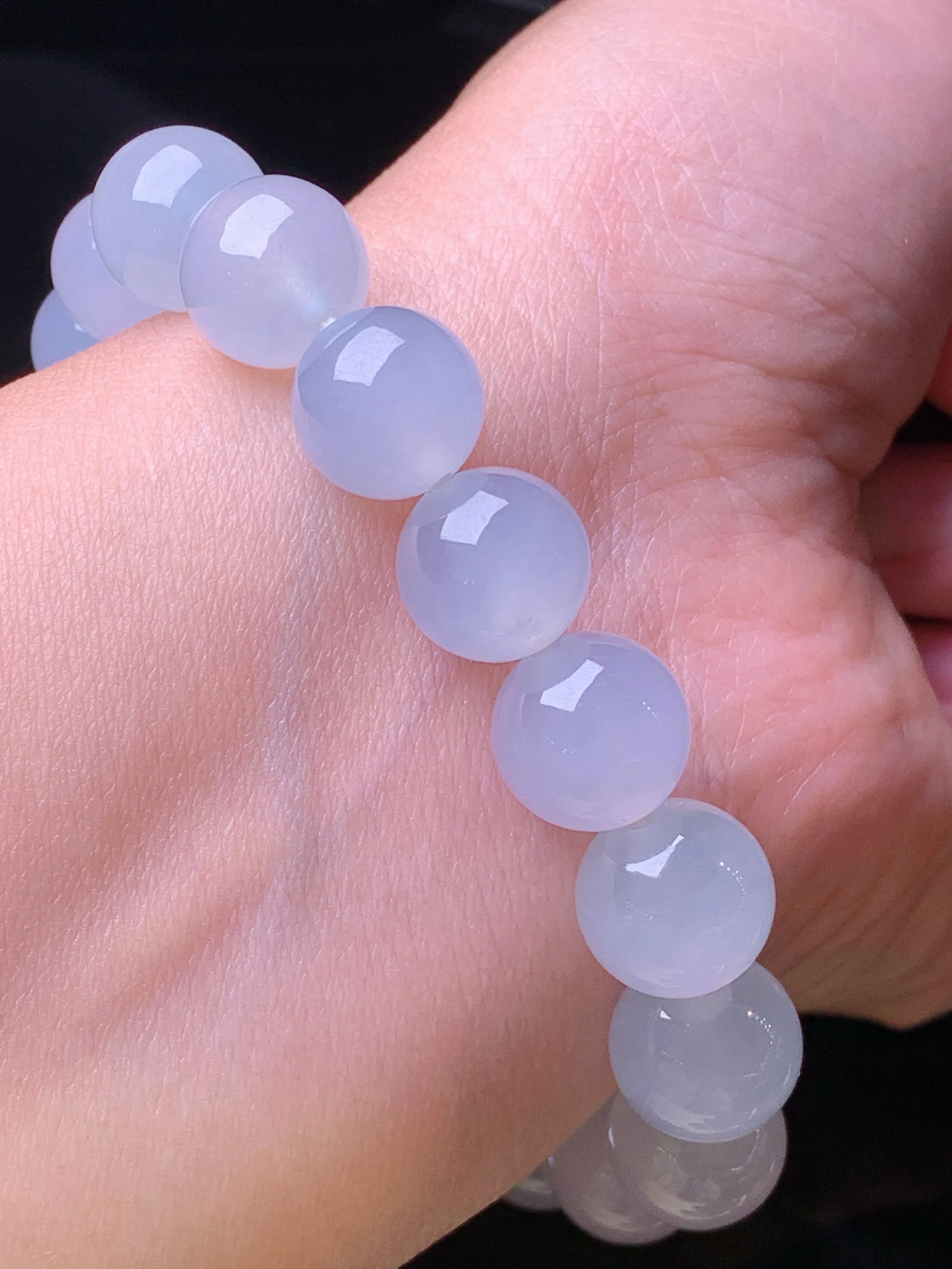 冰种圆珠手链 玉质细腻 色泽清新艳丽 整体尺寸11