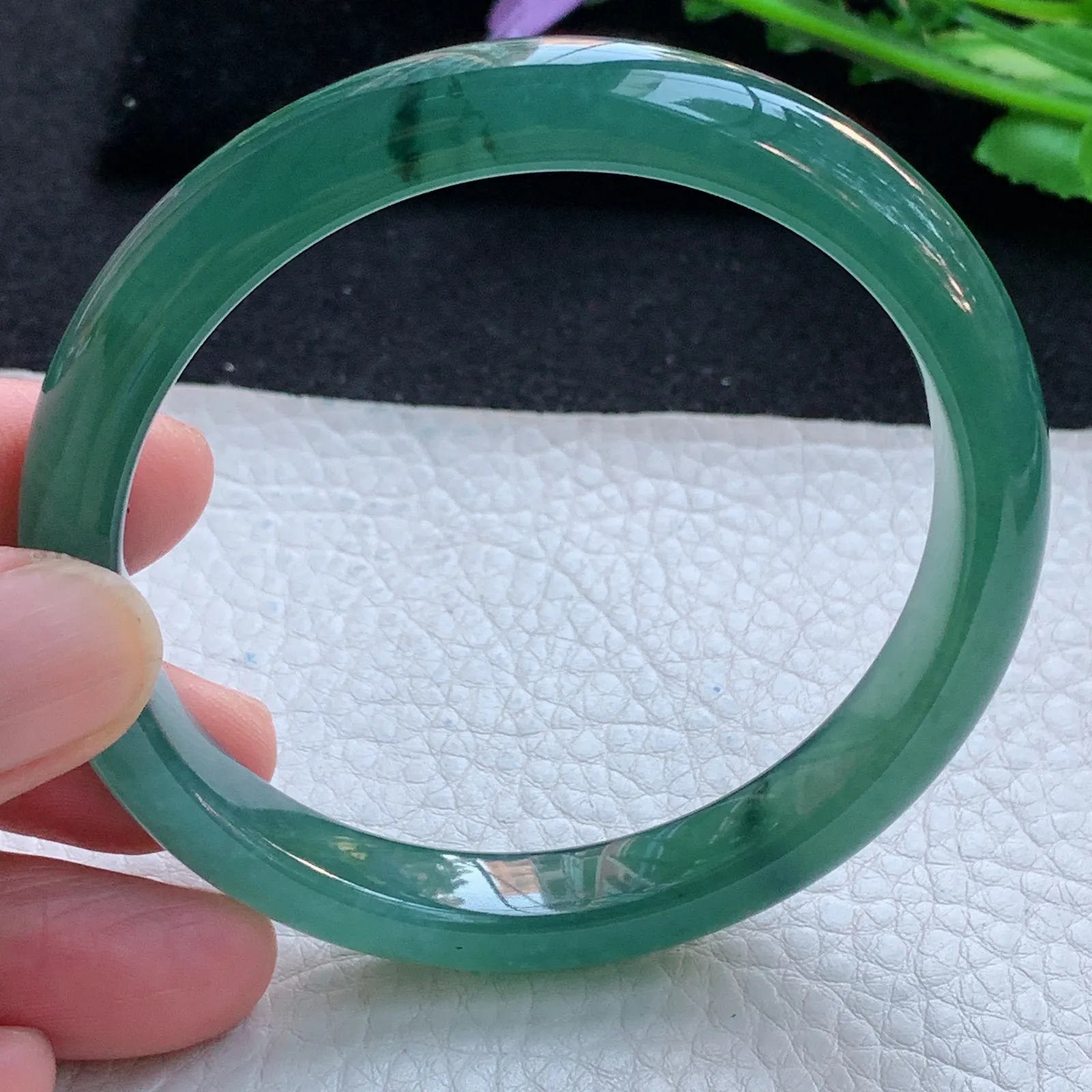 mq自然光59*10*7.3平安镯 翡翠a货玉手镯冰润蓝韵宽边珠宝玉手环