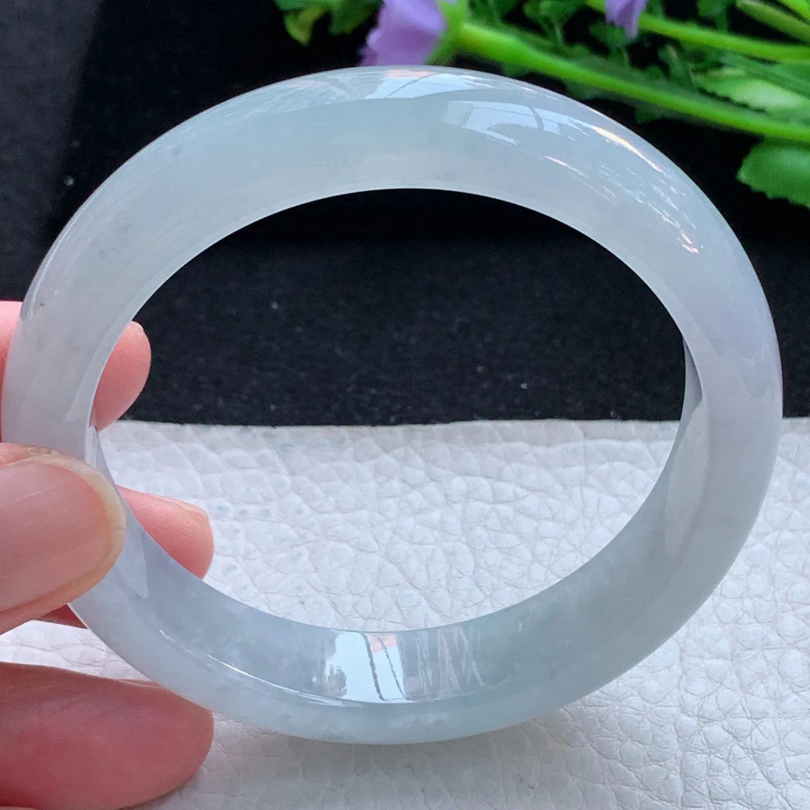 js自然光58*13.5*8.3平安镯 缅甸翡翠a货玉手镯冰纯宽边珠宝玉手环