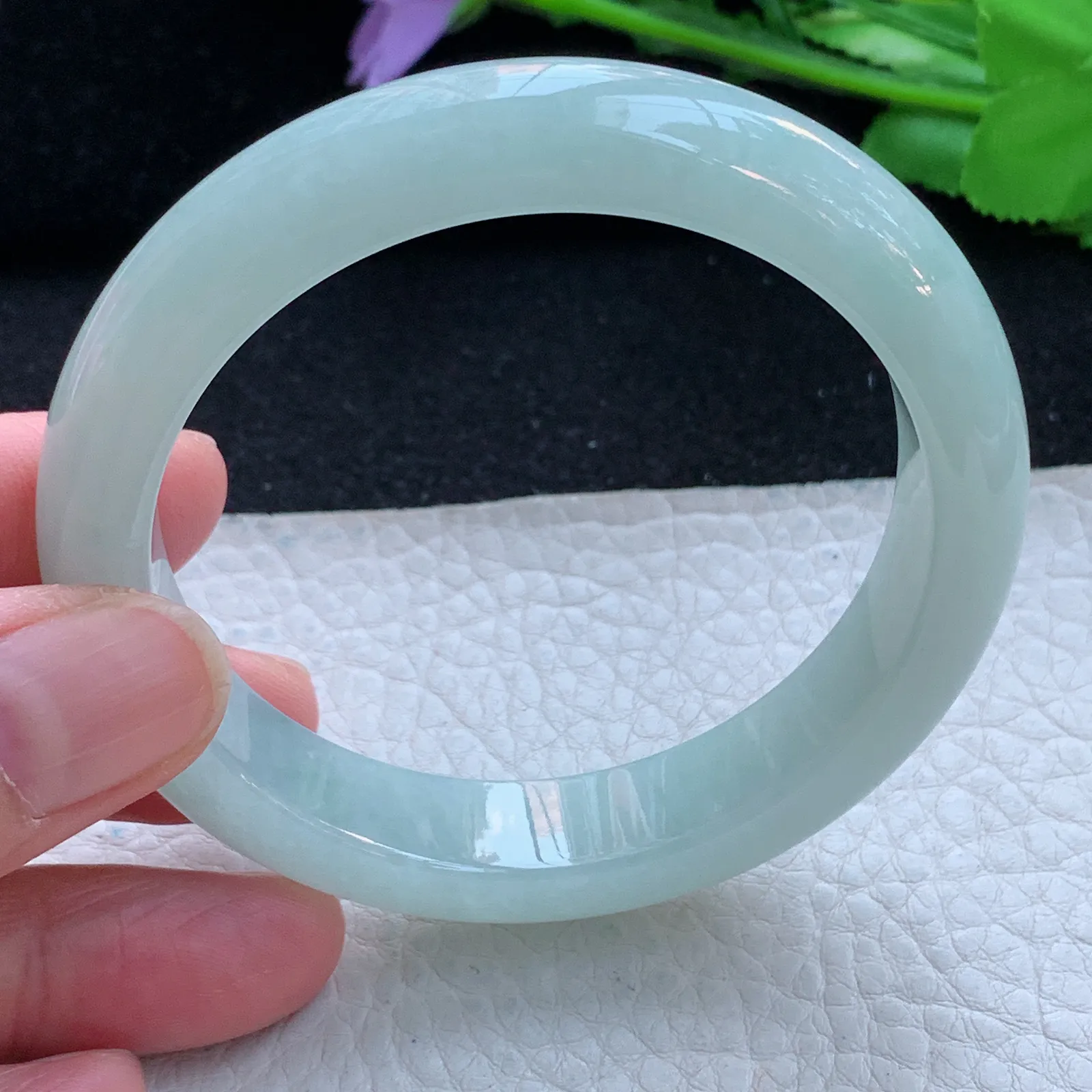 xc自然光55.5*12.3*8.3平安镯 缅甸翡翠a货玉手镯晴美宽边珠宝玉手环