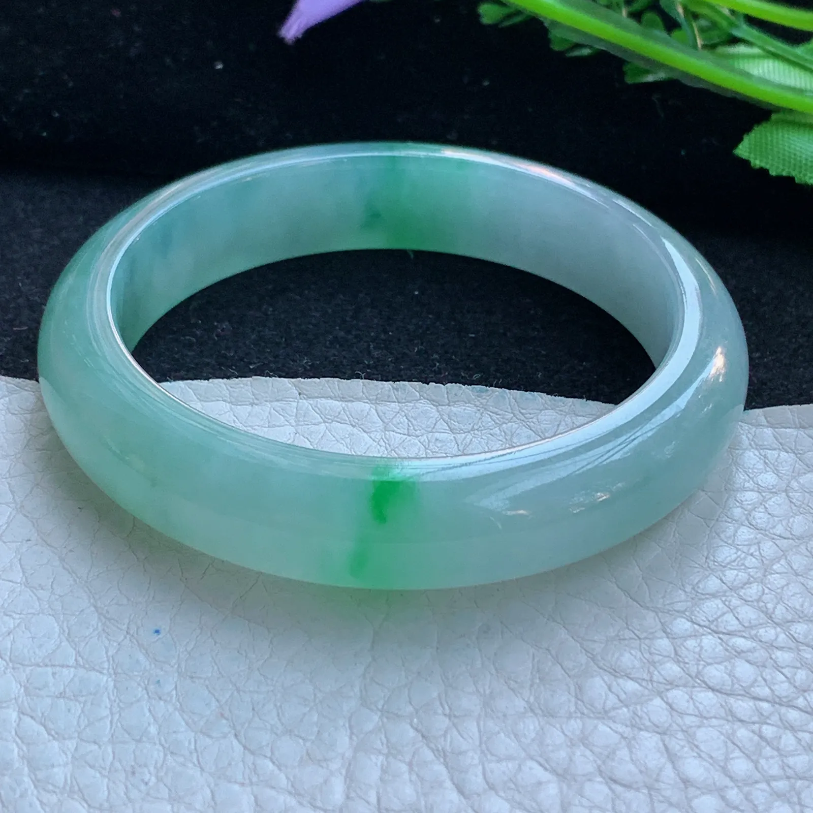 h小圈口52.5*11.6*7.5平安镯 缅甸翡翠a货玉手镯冰阳宽边玉手环