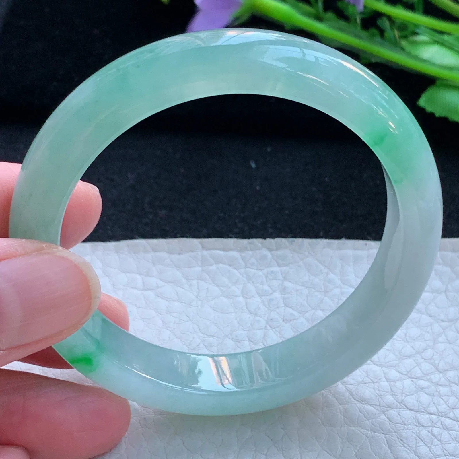 h小圈口52.5*11.6*7.5平安镯 缅甸翡翠a货玉手镯冰阳宽边玉手环