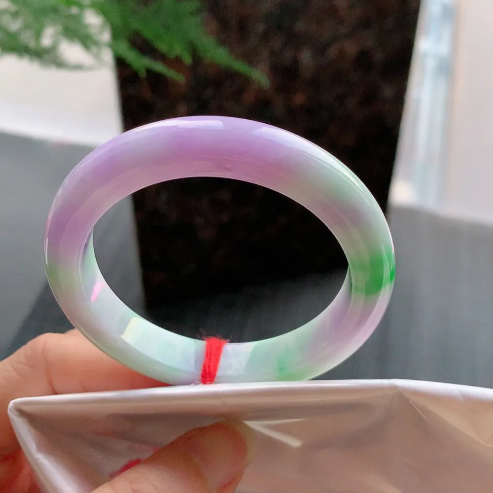 正圈冰糯春彩 无瑕 尺寸:49.9/10.4/8.3 超美 小圈口