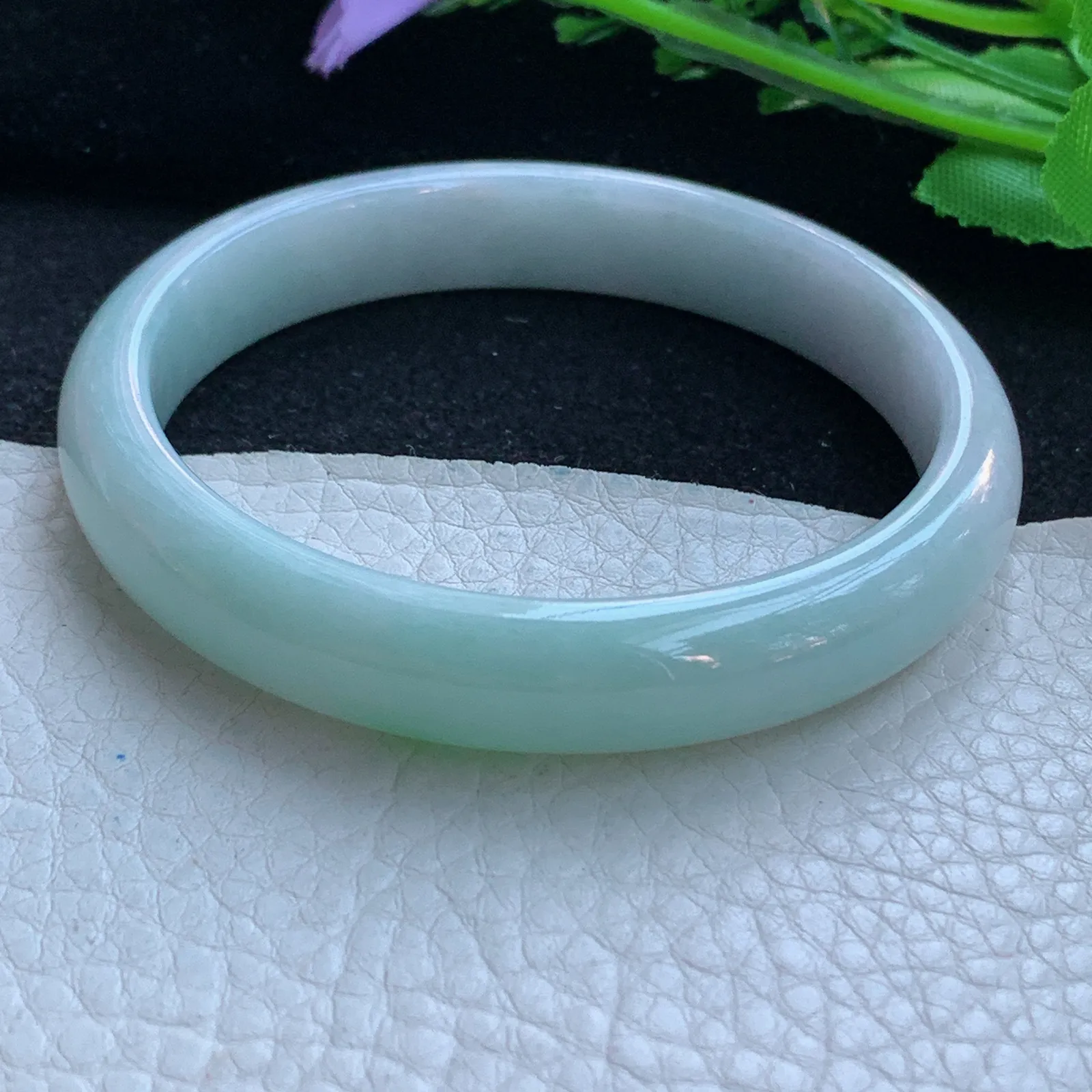 xx自然光58*11*7平安镯 缅甸翡翠a货玉手镯飘花秀气宽边玉手环