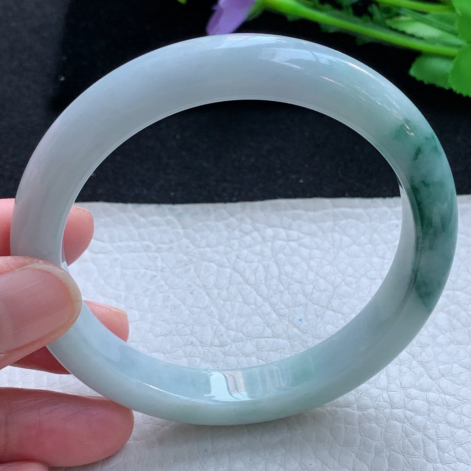 xc大圈口62*11.6*9平安镯 缅甸翡翠a货玉手镯飘花大气宽边珠宝玉手环