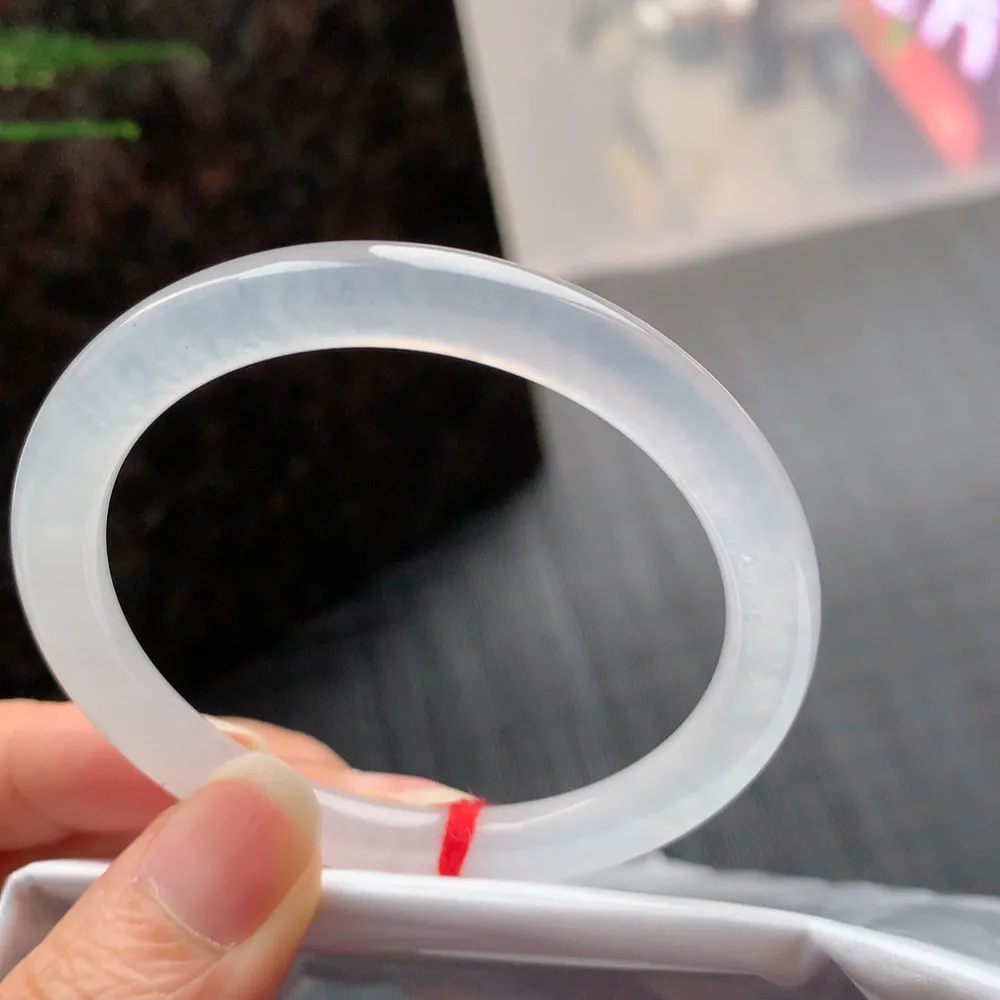 圆条冰玻种白月光 无瑕 尺寸:53.1/6.7 种水好