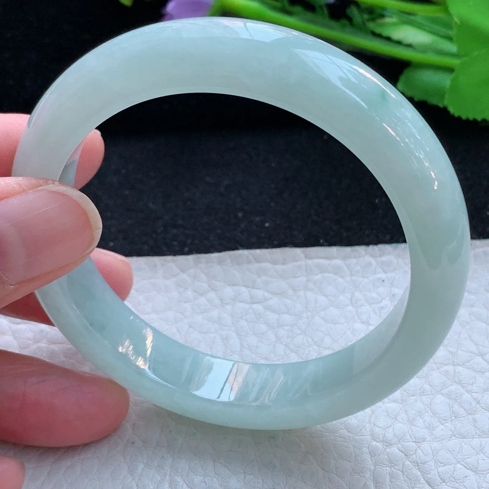 xc自然光55.5*12.3*8.3平安镯 缅甸翡翠a货玉手镯晴美宽边珠宝玉手环