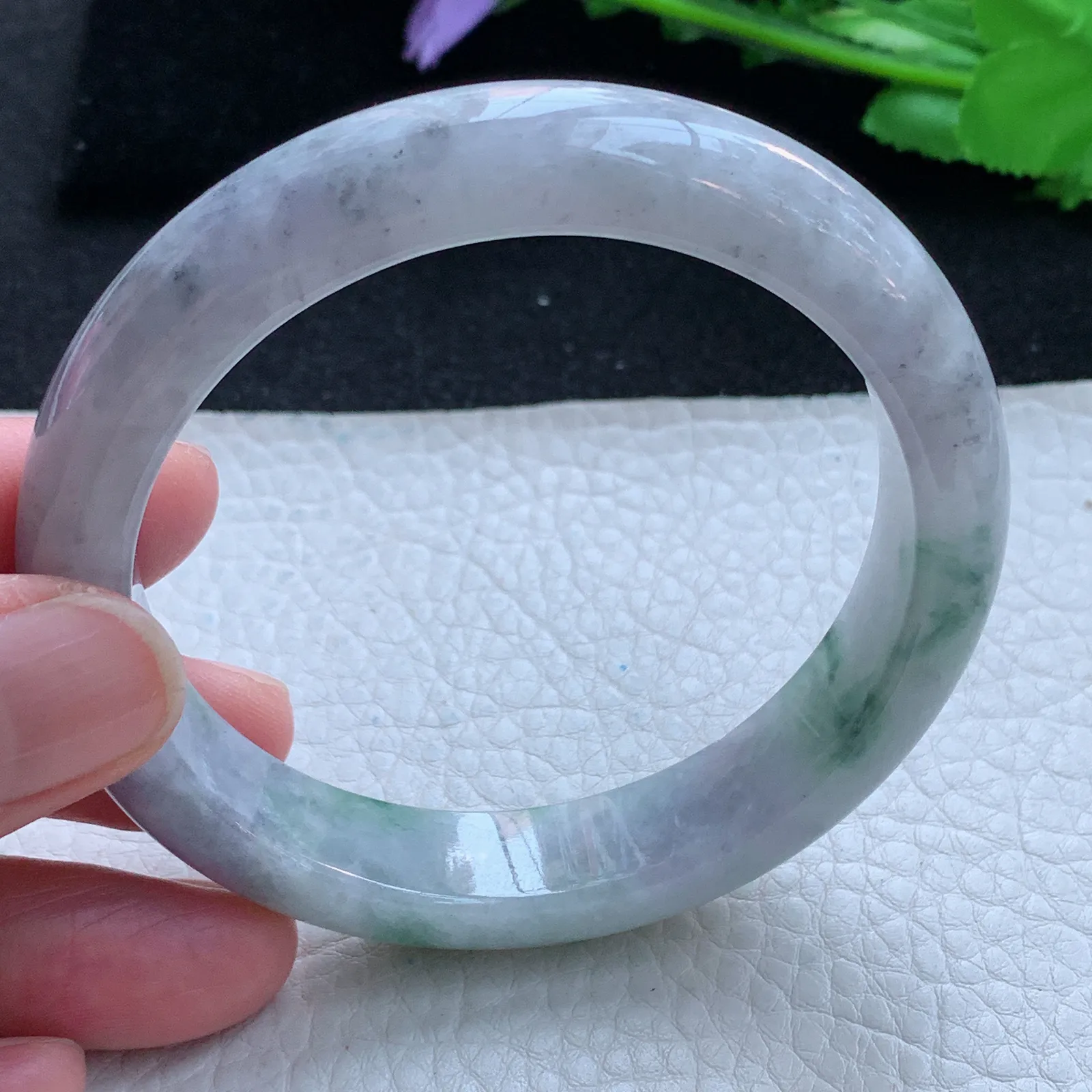 xc自然光57.8*12.8*8.3平安镯 缅甸翡翠a货玉手镯飘花宽边珠宝玉手环