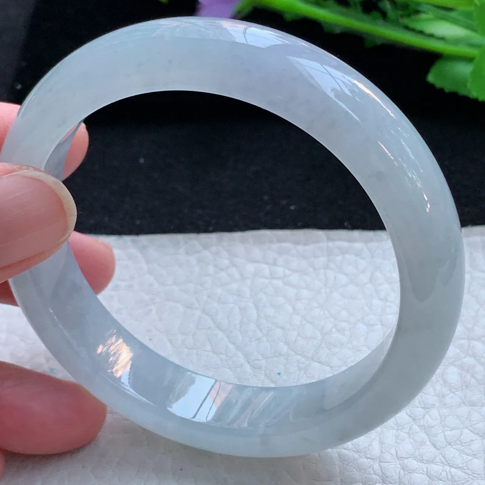 js自然光58*13.5*8.3平安镯 缅甸翡翠a货玉手镯冰纯宽边珠宝玉手环