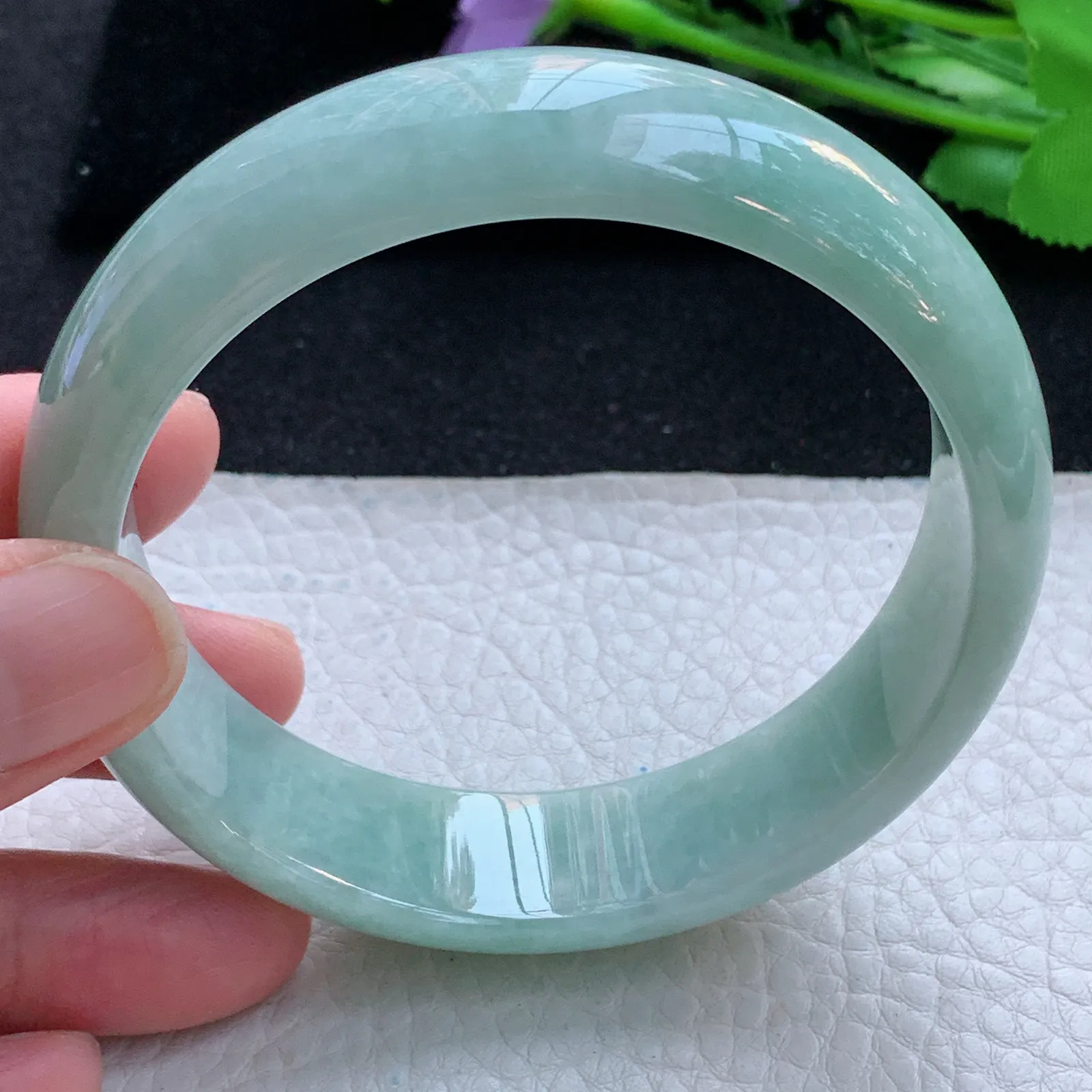js大圈口62*17.3*7.3轮胎镯 缅甸翡翠a货玉手镯满色大气宽边珠宝玉手环