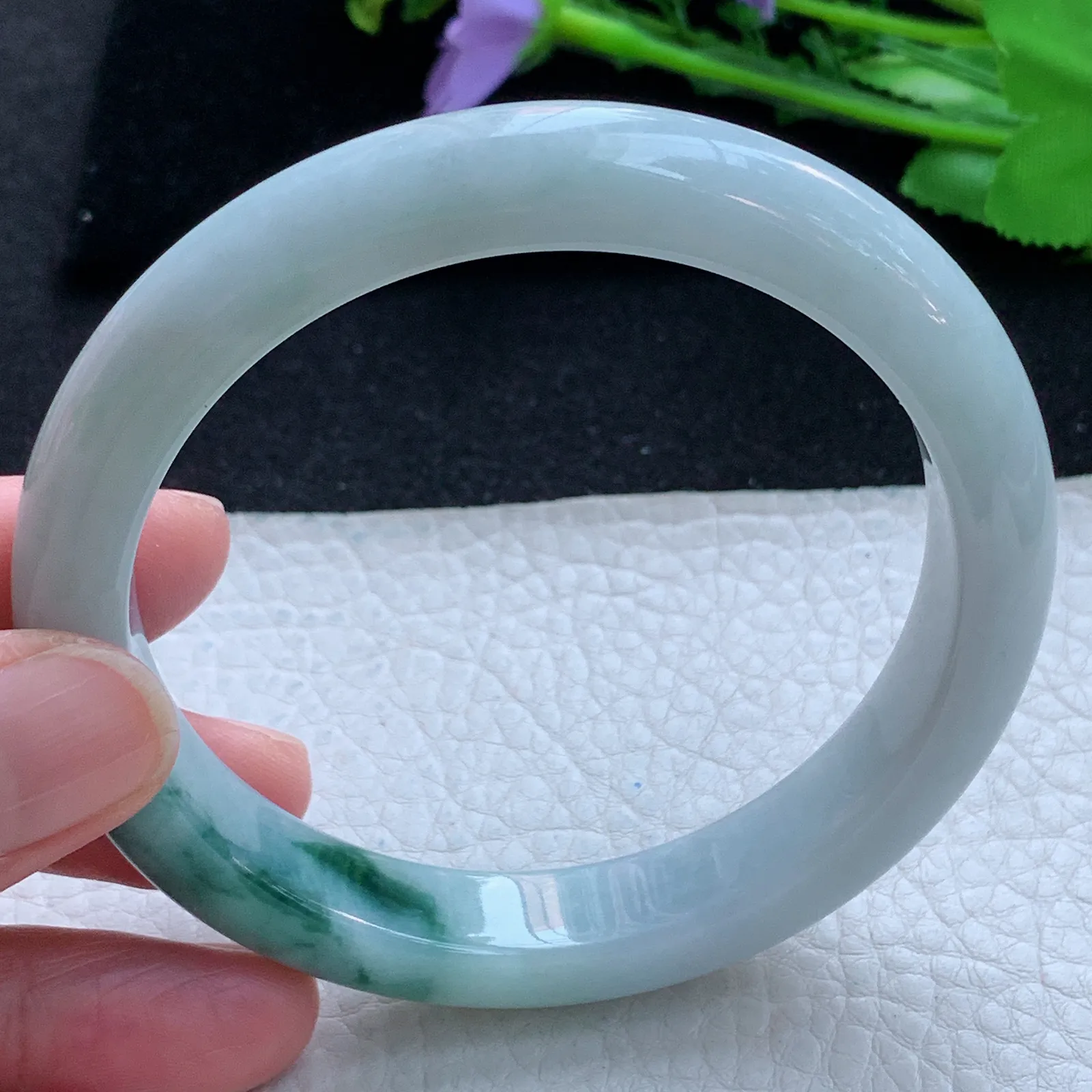 xc大圈口62*11.6*9平安镯 缅甸翡翠a货玉手镯飘花大气宽边珠宝玉手环