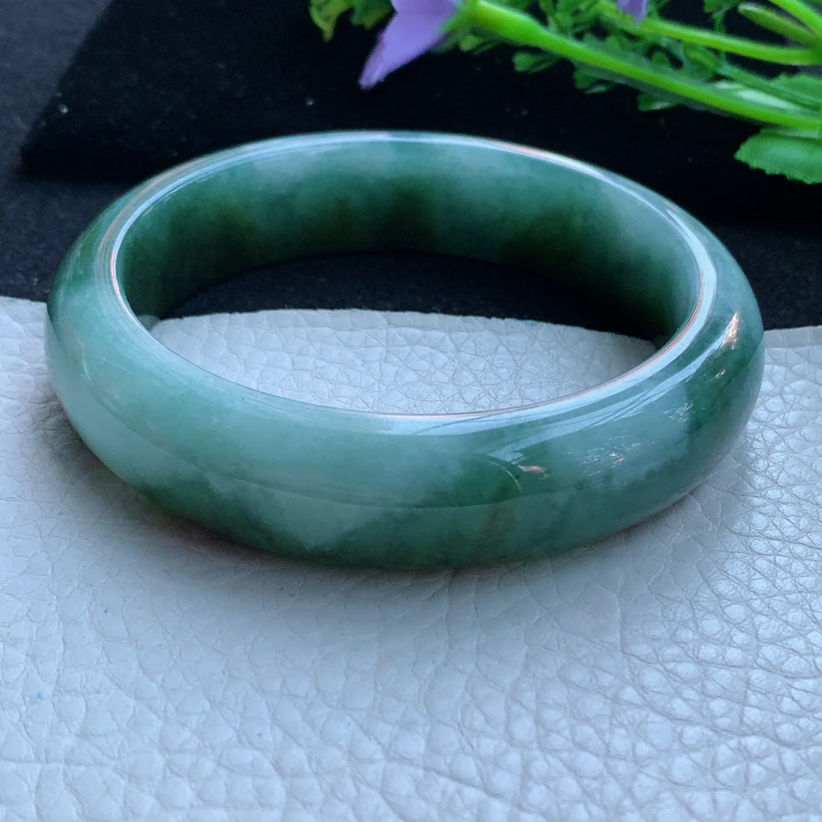jx大圈口63*16*9.3轮胎镯 缅甸翡翠a货玉手镯飘双彩厚装宽边玉手环