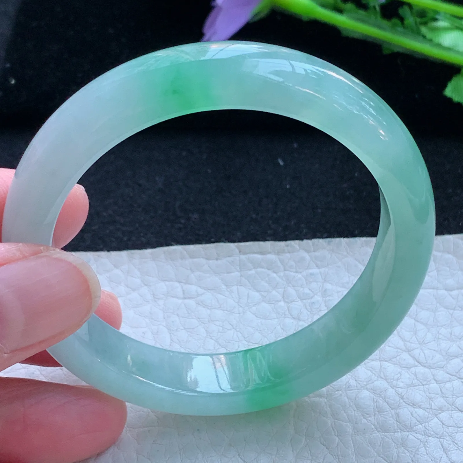 h小圈口52.5*11.6*7.5平安镯 缅甸翡翠a货玉手镯冰阳宽边玉手环