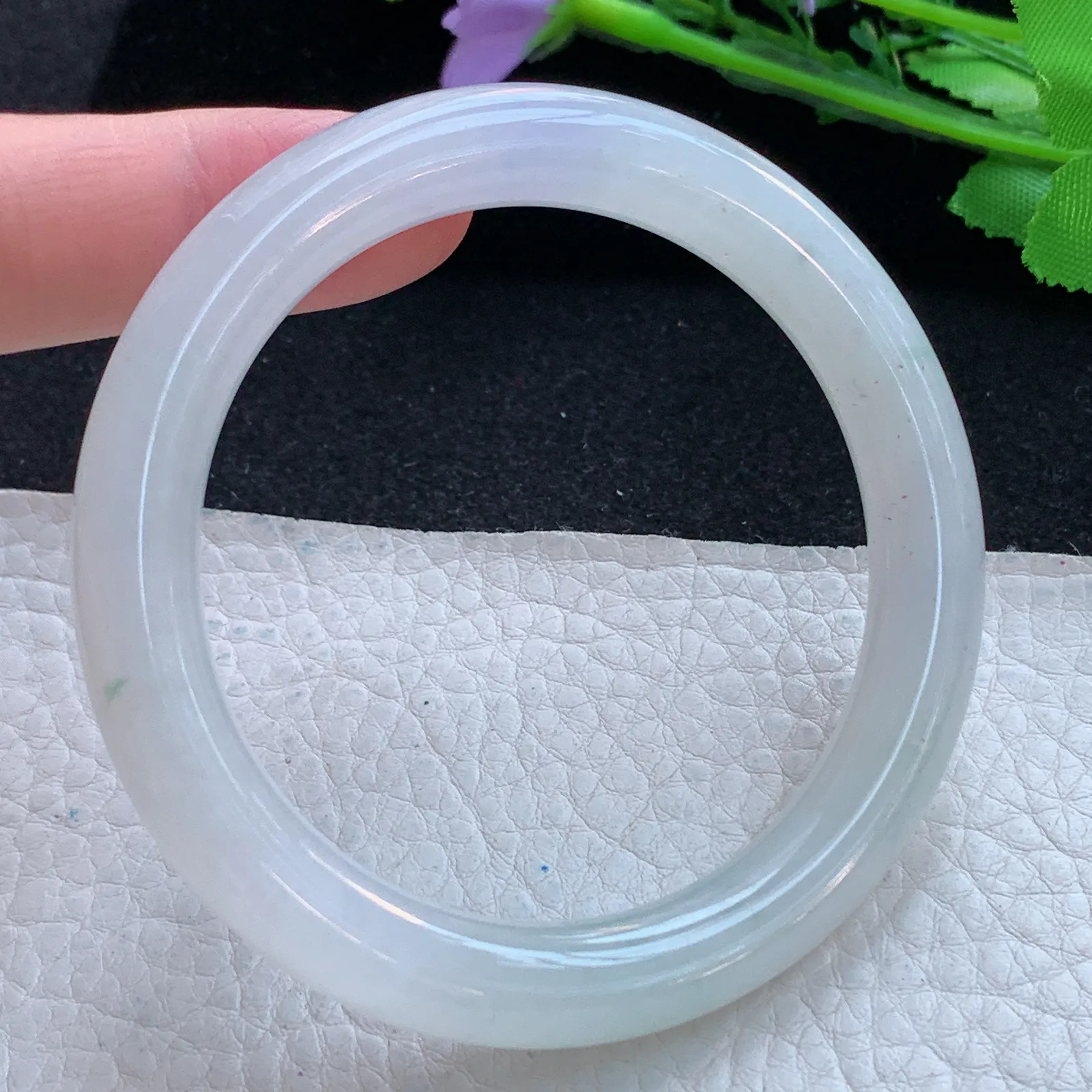 n自然光55*9.6*9.3美人镯 缅甸翡翠a货玉手镯项链冰纯圆条玉手环 叮当镯